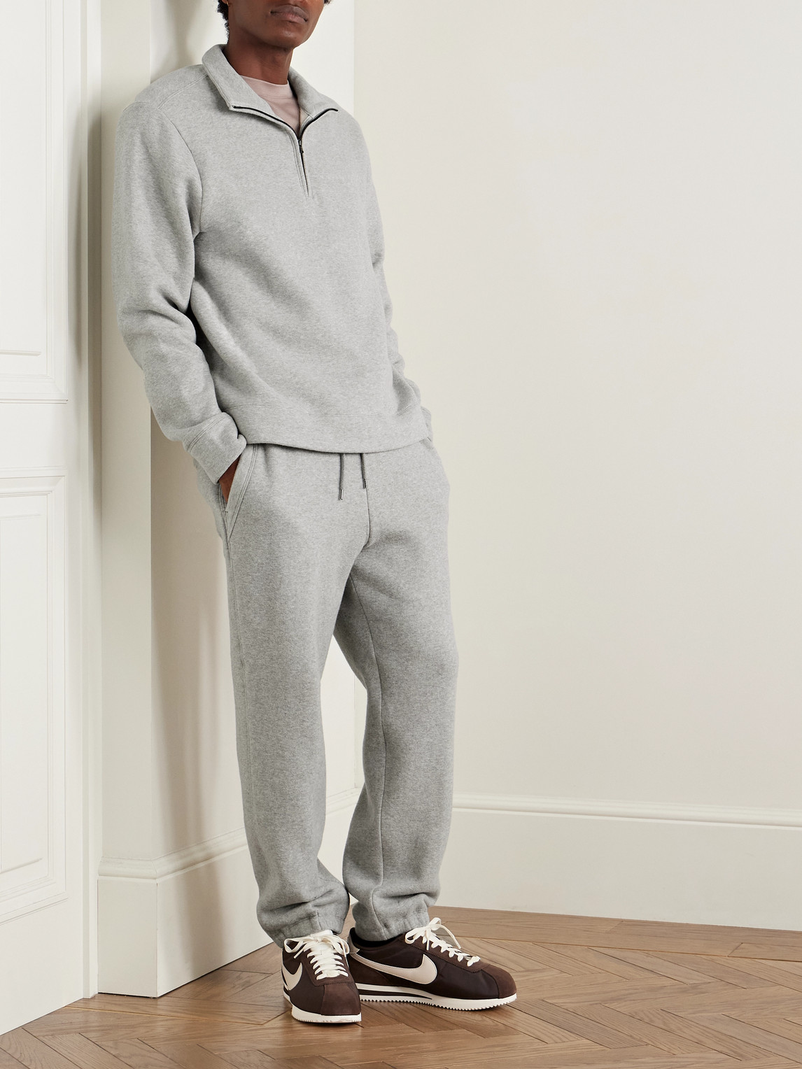 James Perse Cozy Tapered Cotton-blend Jersey Sweatpants In Gray