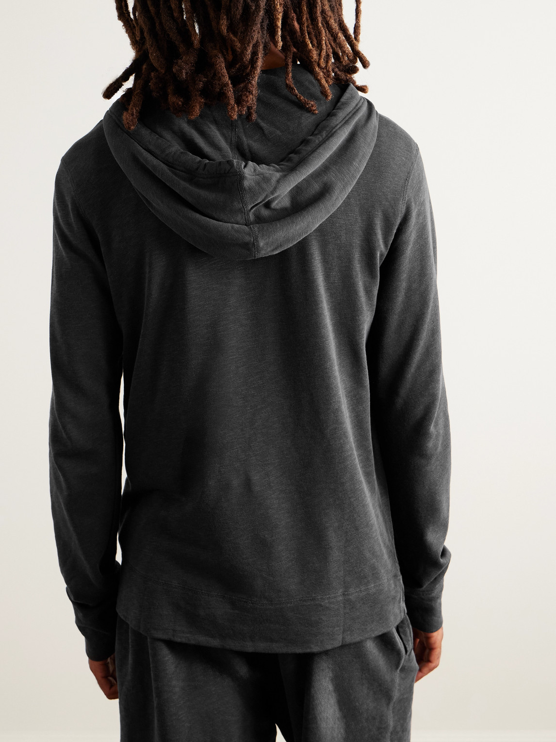 James Perse Garment-dyed Cotton-jersey Zip-up Hoodie In Gray
