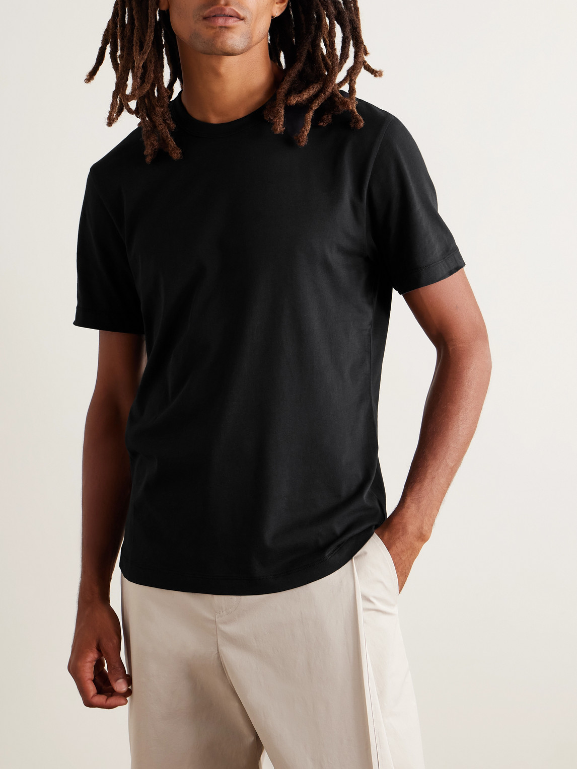 James Perse Lotus Cotton-jersey T-shirt In Black