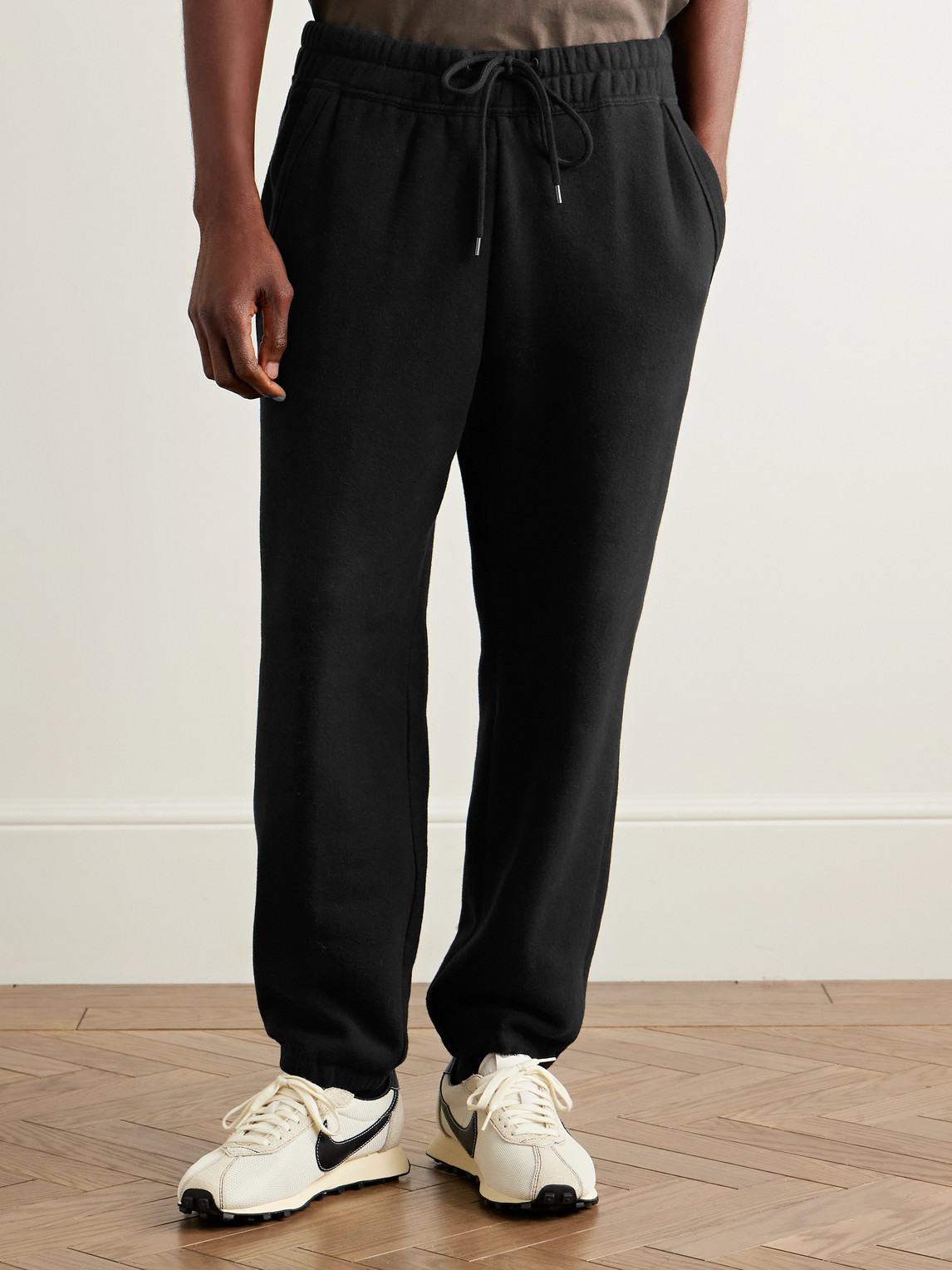 James Perse Cozy Tapered Cotton-blend Jersey Sweatpants In Black
