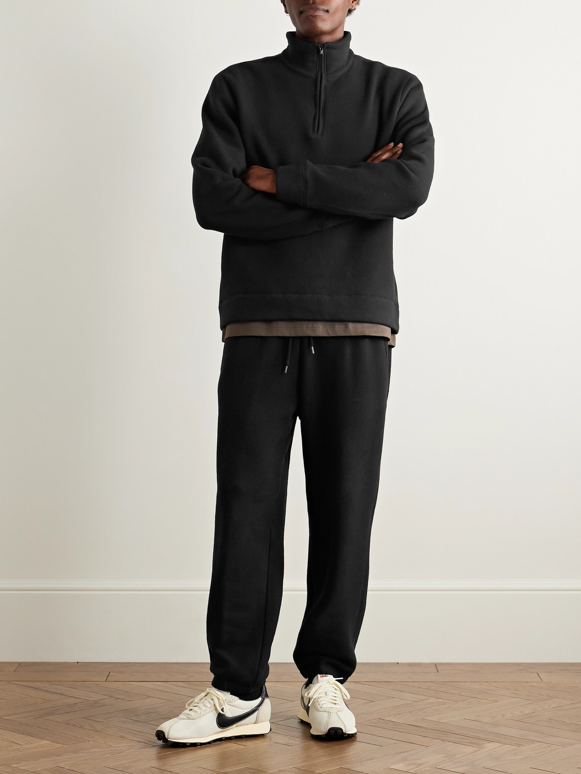 James Perse Cozy Tapered Cotton-blend Jersey Sweatpants In Black