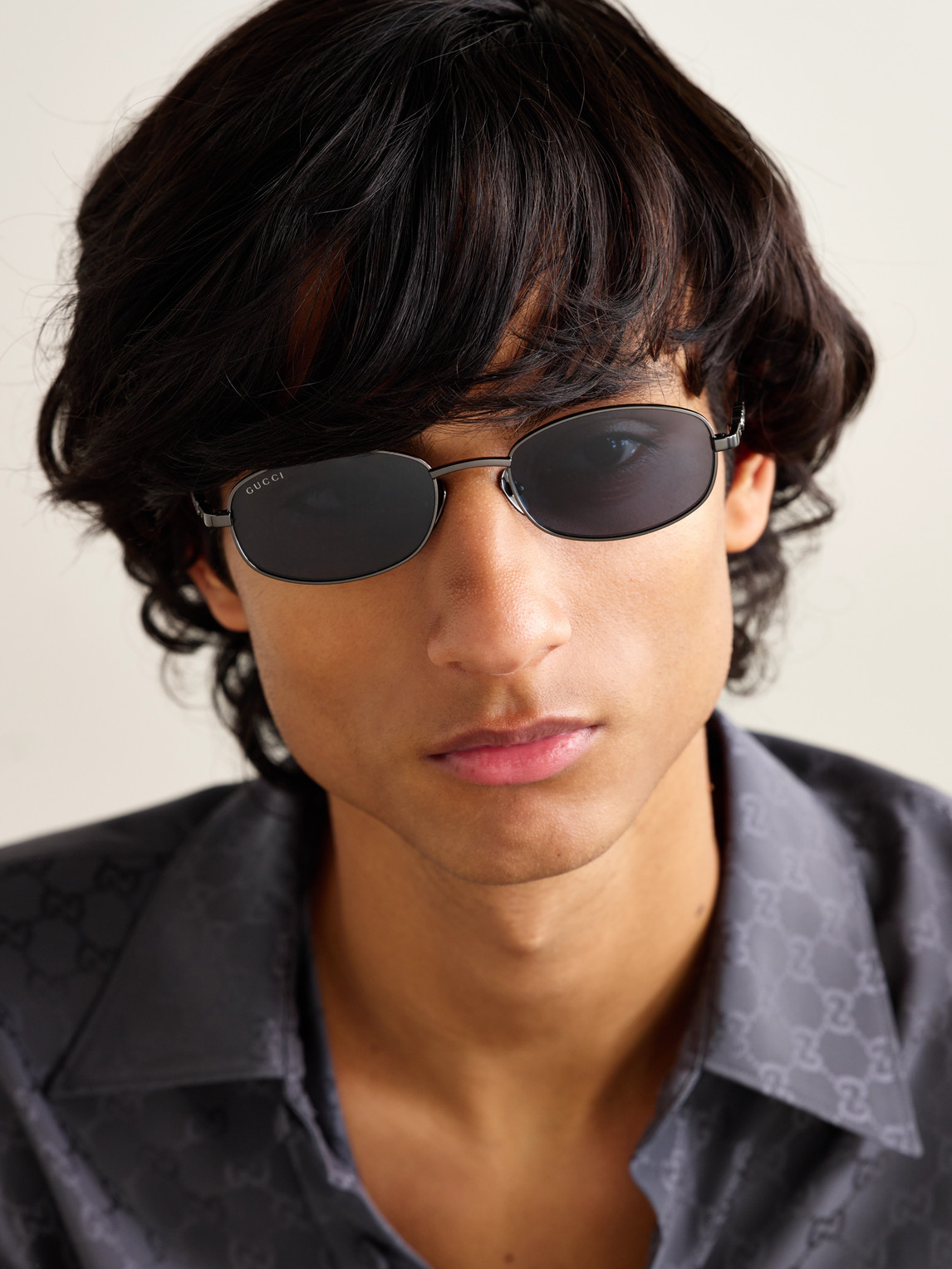 Oval-Frame Gunmetal-Tone Sunglasses — 2