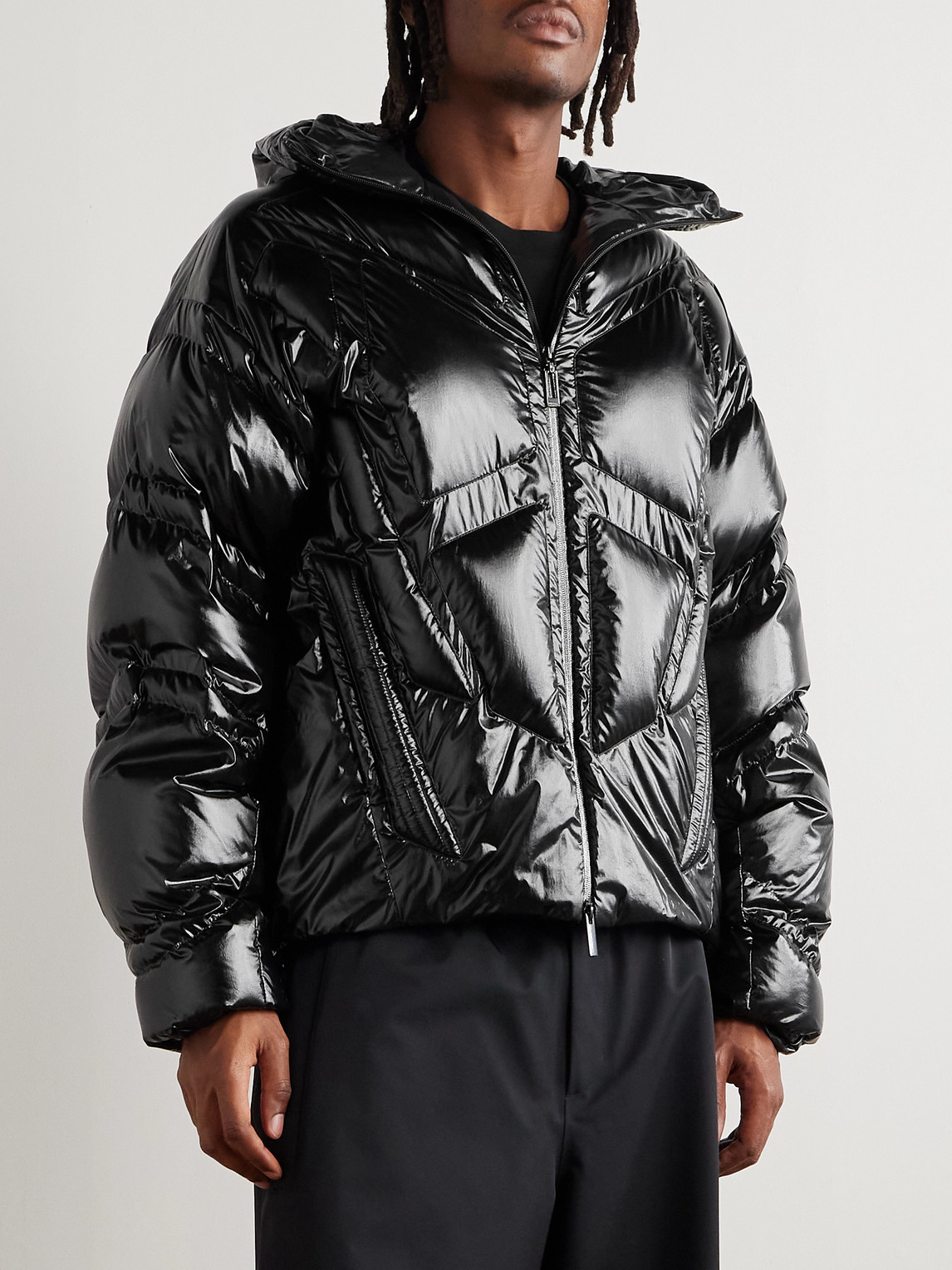 Moncler Genius A$ap Rocky Bahianinha Quilted Glossed-shell Hooded Down Jacket In Black