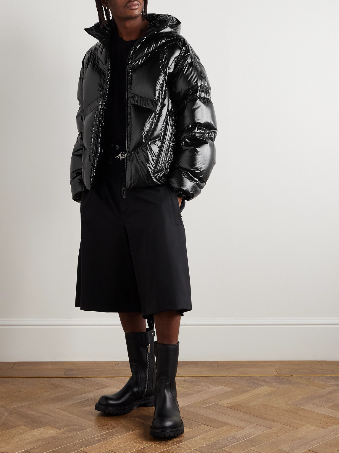 Moncler Genius A$ap Rocky Bahianinha Quilted Glossed-shell Hooded Down Jacket In Black