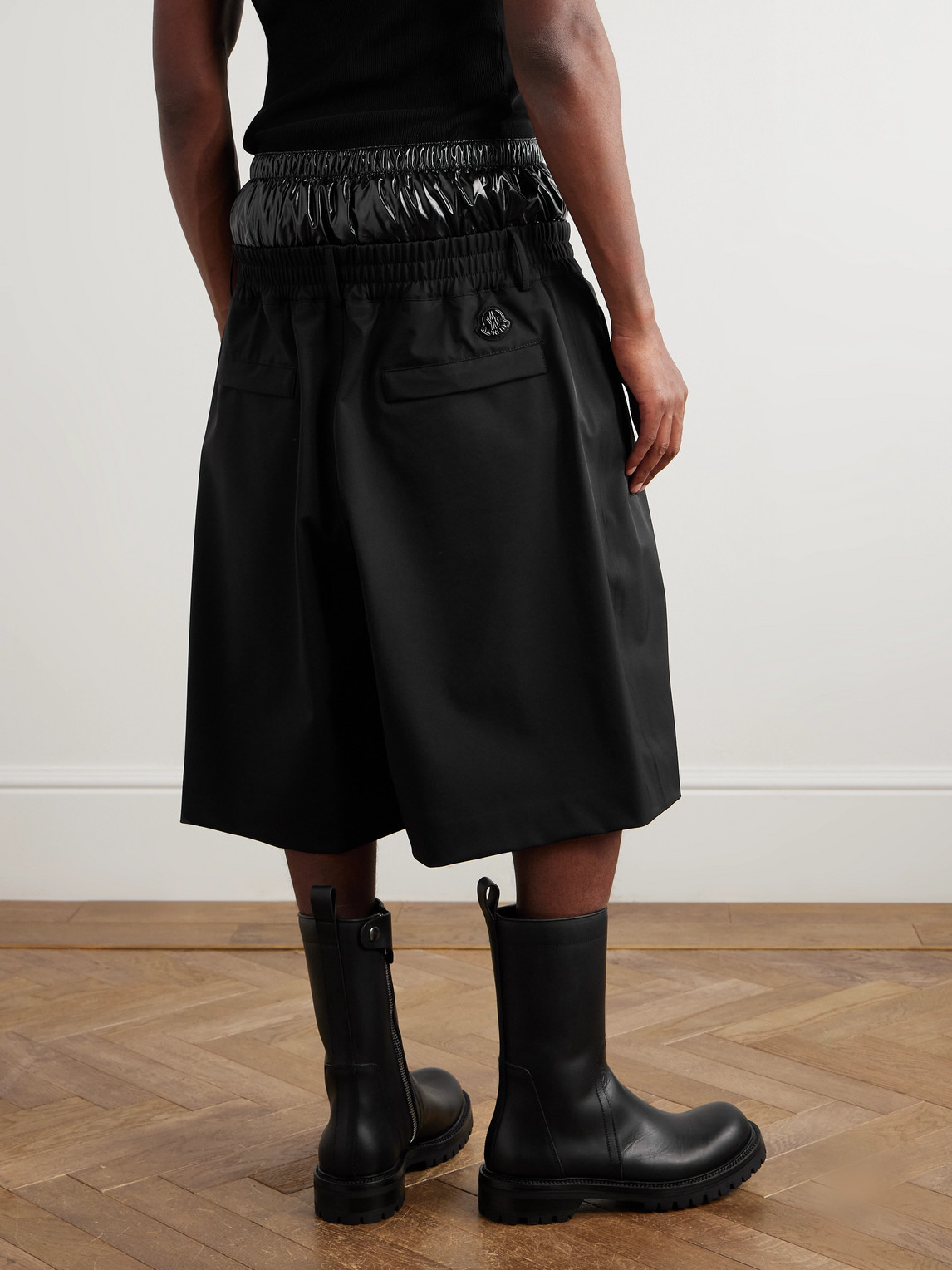 Moncler Genius A$ap Rocky Wide-leg Shell-trimmed Canvas Shorts In Black
