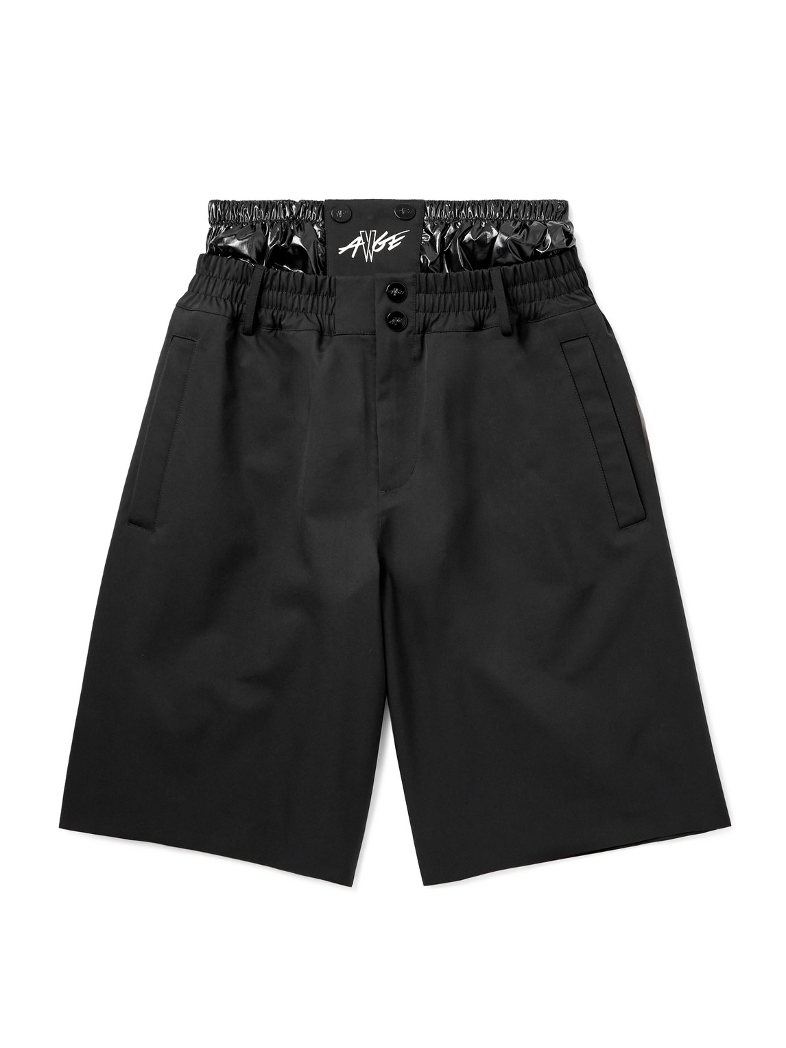 Moncler Genius A$ap Rocky Wide-leg Shell-trimmed Canvas Shorts In Black
