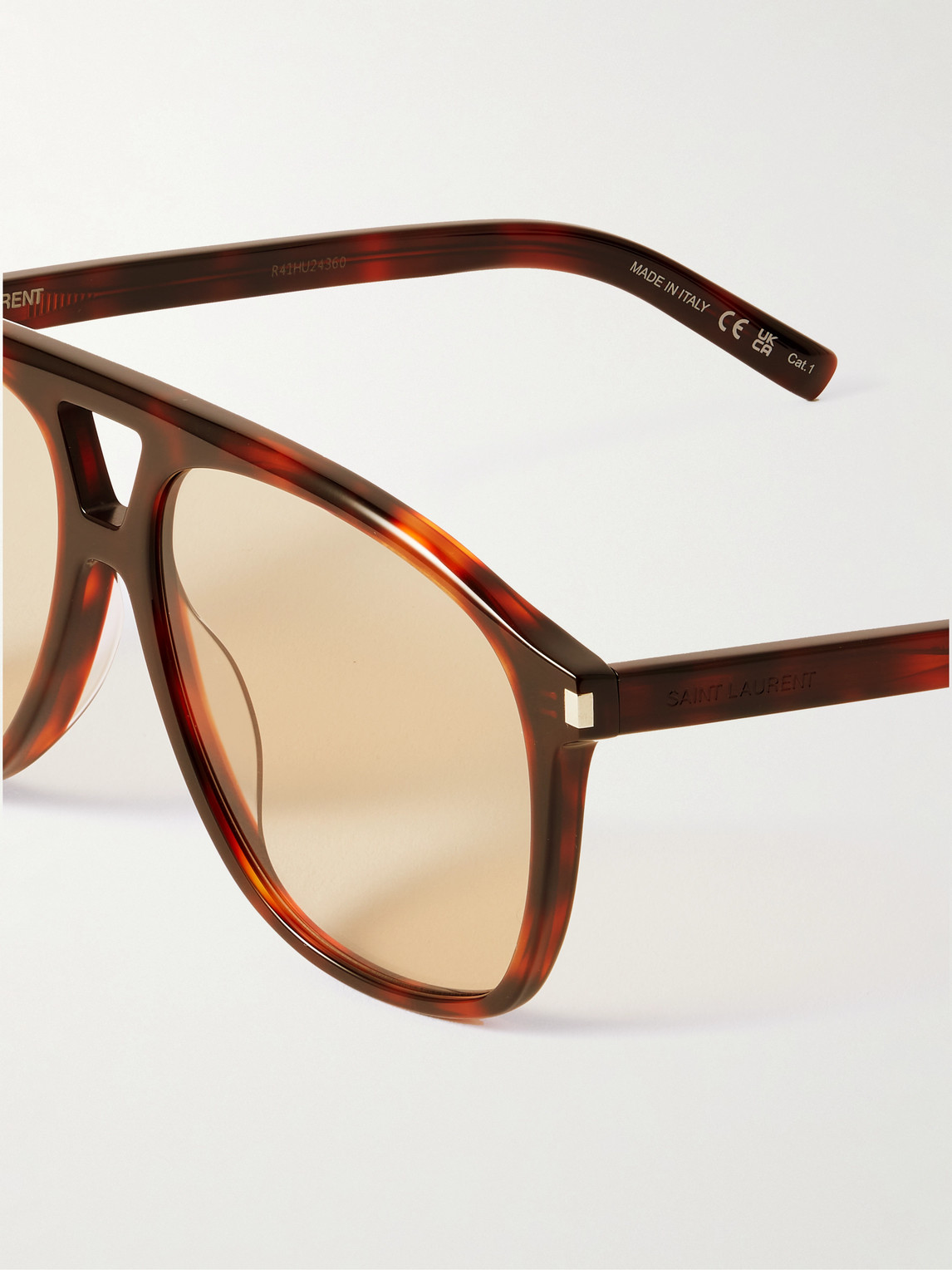 Saint Laurent Aviator-style Tortoiseshell Acetate Sunglasses In Brown