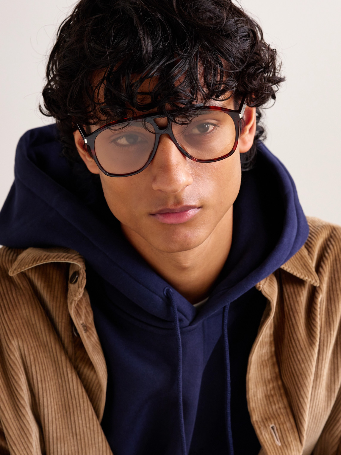 Saint Laurent Aviator-style Tortoiseshell Acetate Sunglasses In Brown