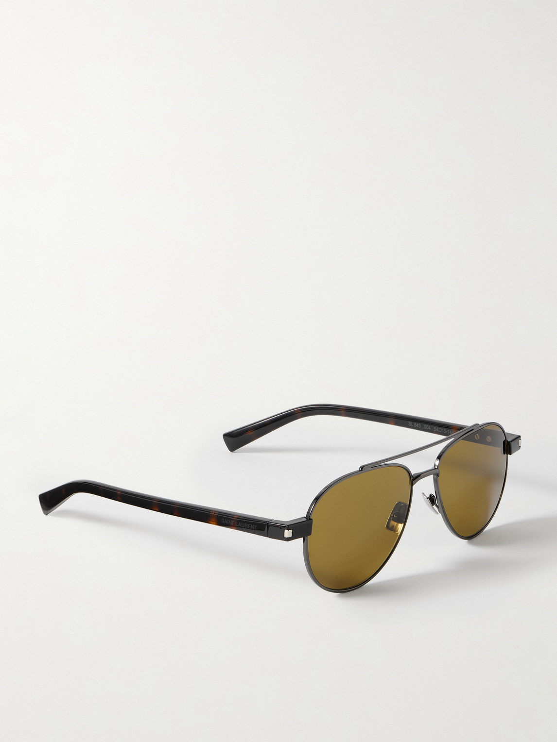 Saint Laurent Aviator-style Gunmetal-tone And Tortoiseshell Acetate Sunglasses In Green