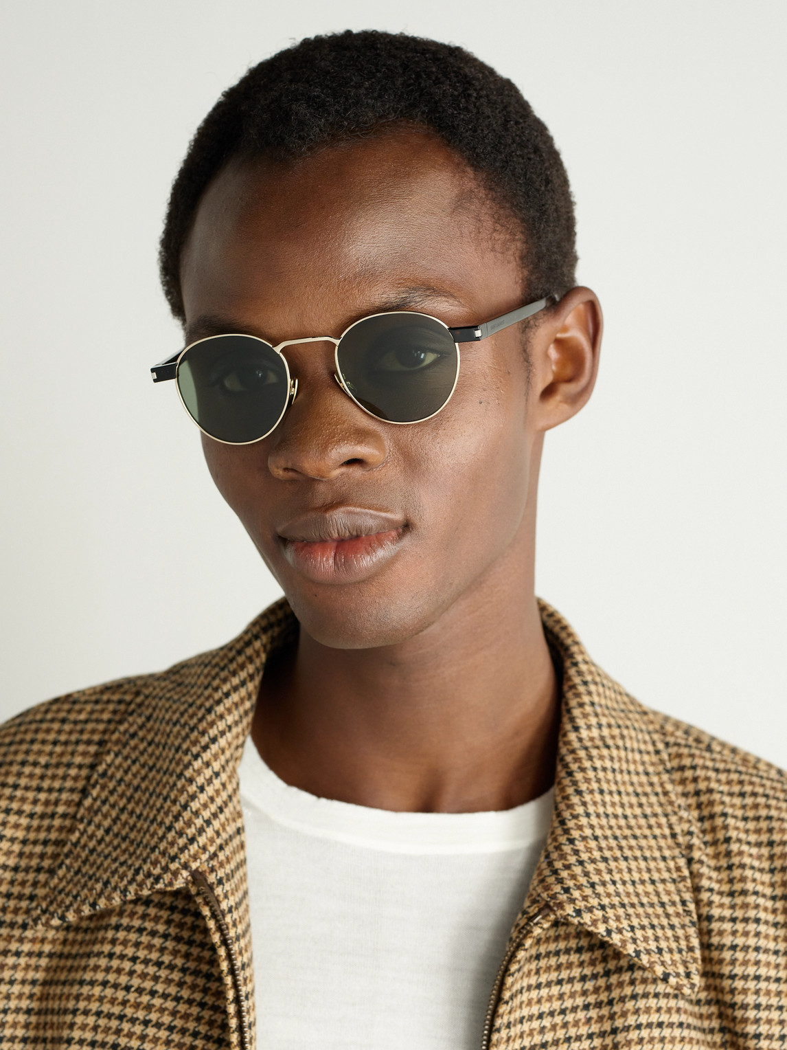 Saint Laurent Round-frame Gold-tone And Tortoiseshell Acetate Sunglasses In Gold