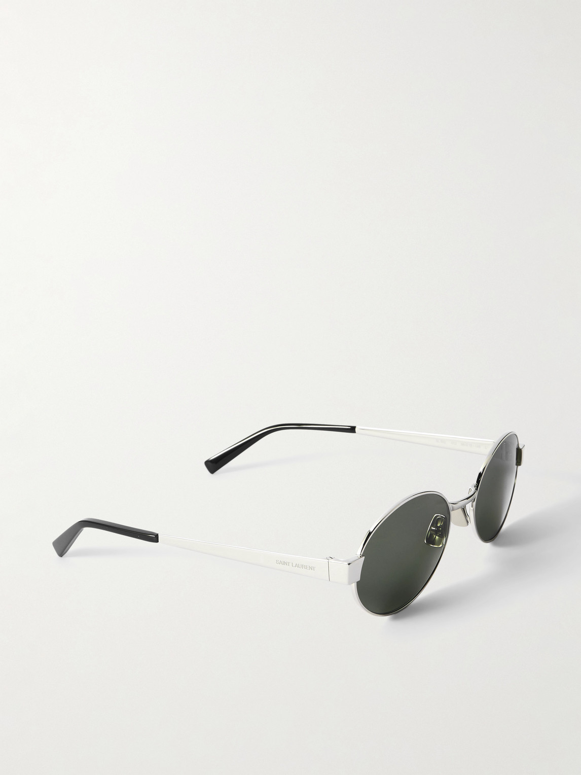 Saint Laurent Oval-frame Silver-tone Sunglasses In Silver