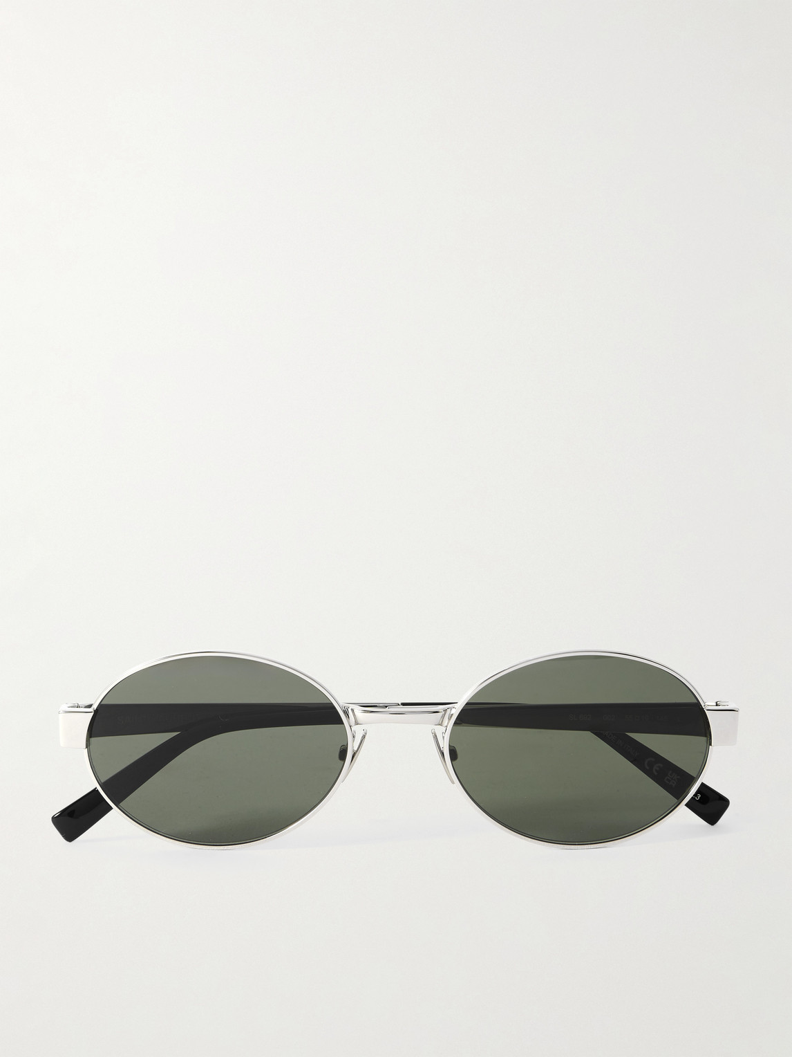 Saint Laurent Oval-Frame Silver-Tone Sunglasses - Men