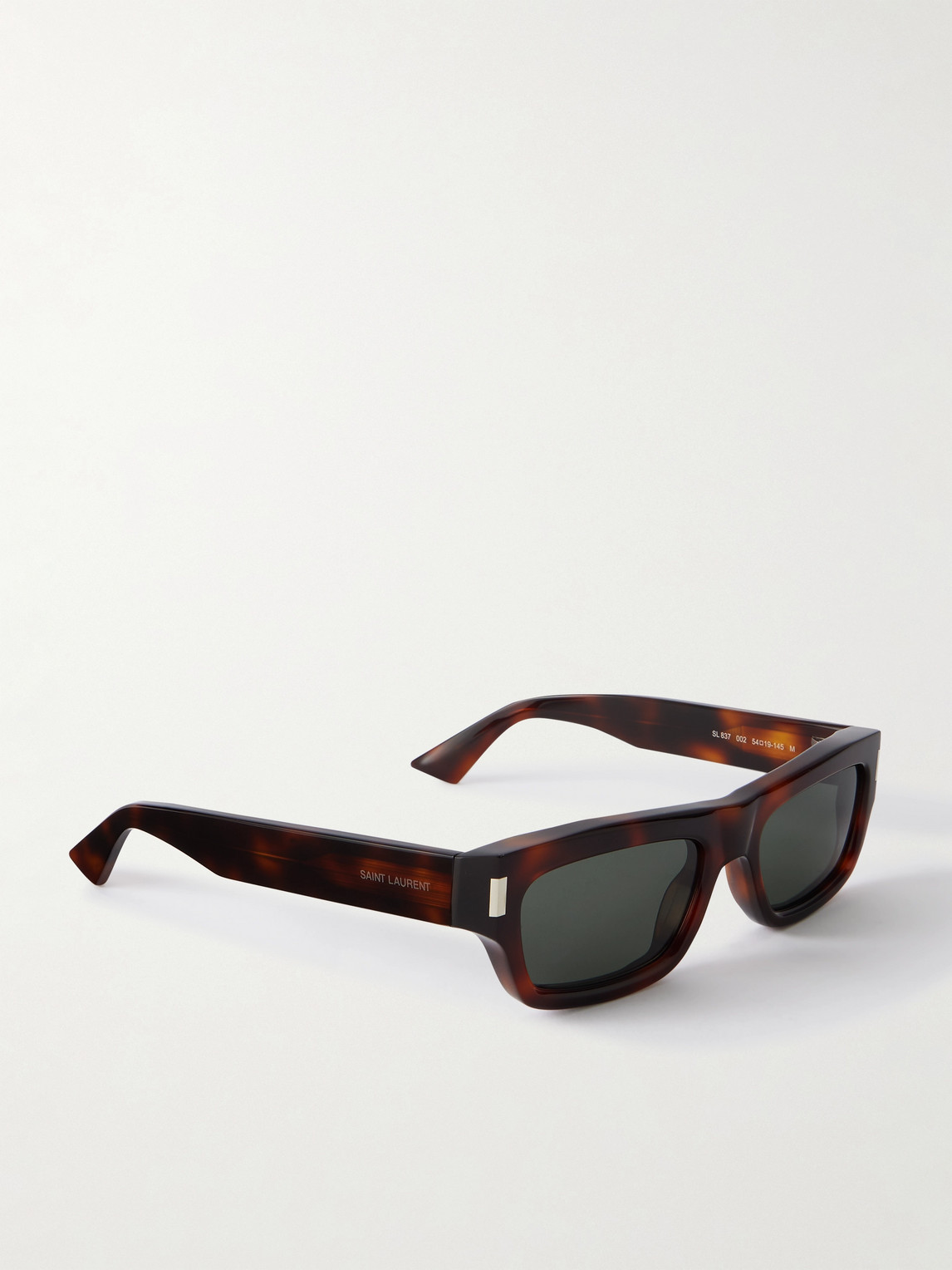 Saint Laurent Rectangular-frame Tortoiseshell Acetate Sunglasses In Black