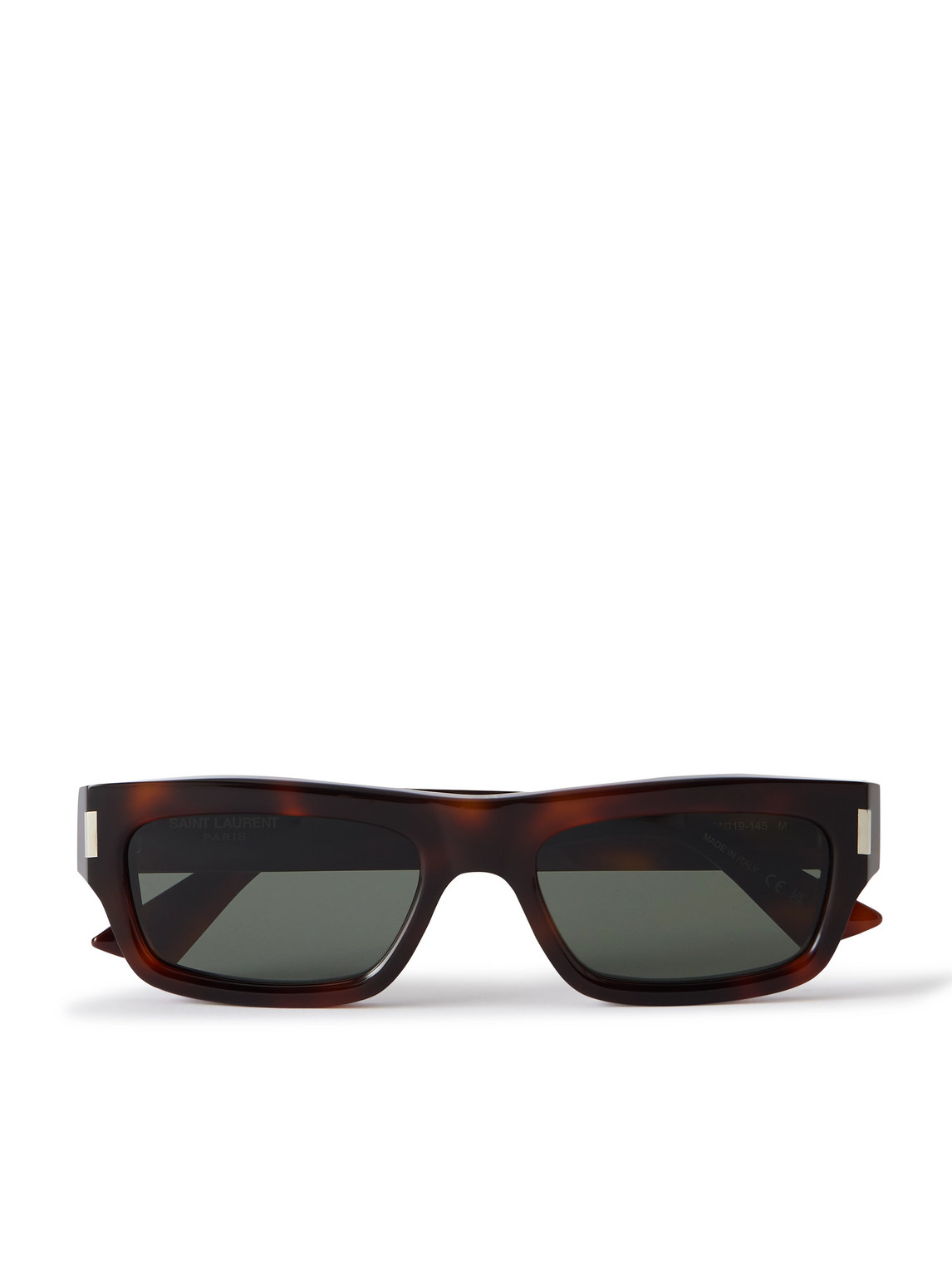 Saint Laurent Rectangular-frame Tortoiseshell Acetate Sunglasses In Black