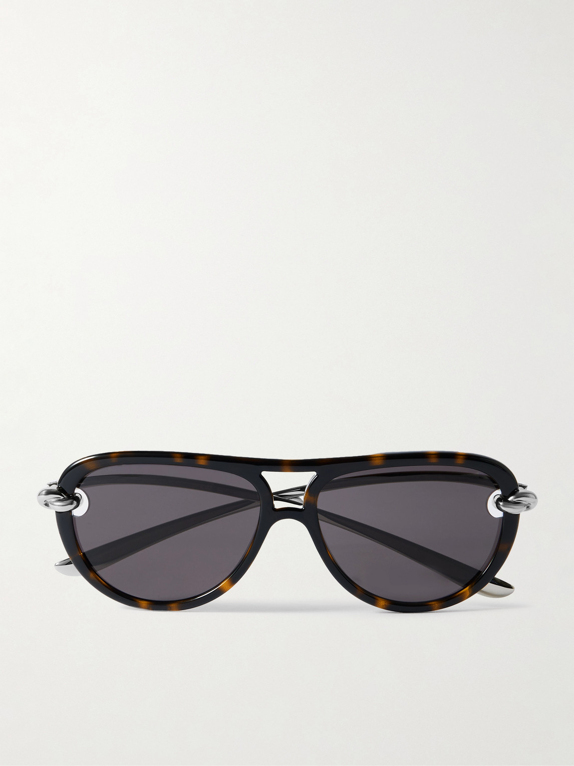 Aviator-Style Tortoiseshell Acetate and Silver-Tone Sunglasses
