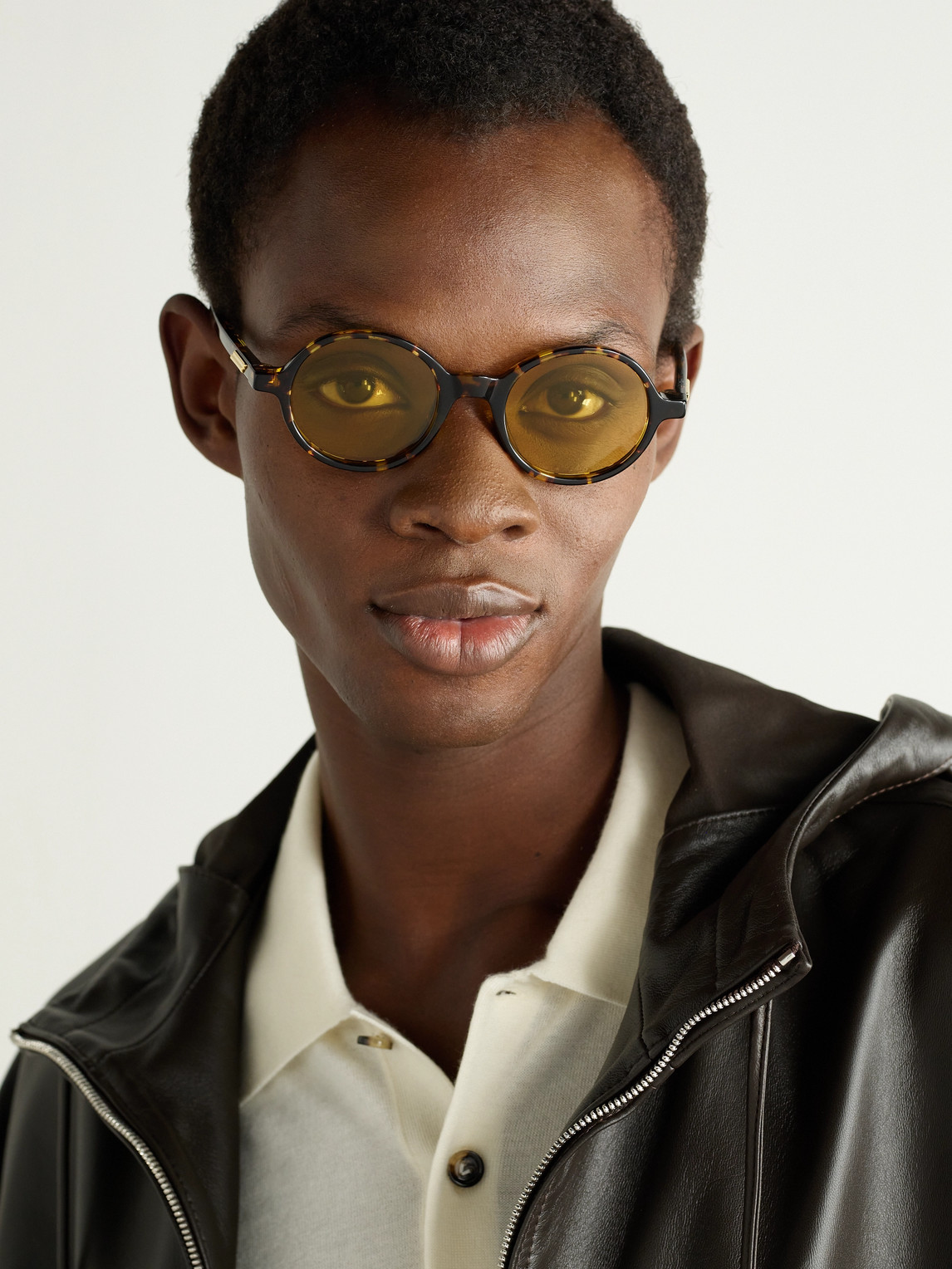 Round-Frame Tortoiseshell Acetate Sunglasses — 2