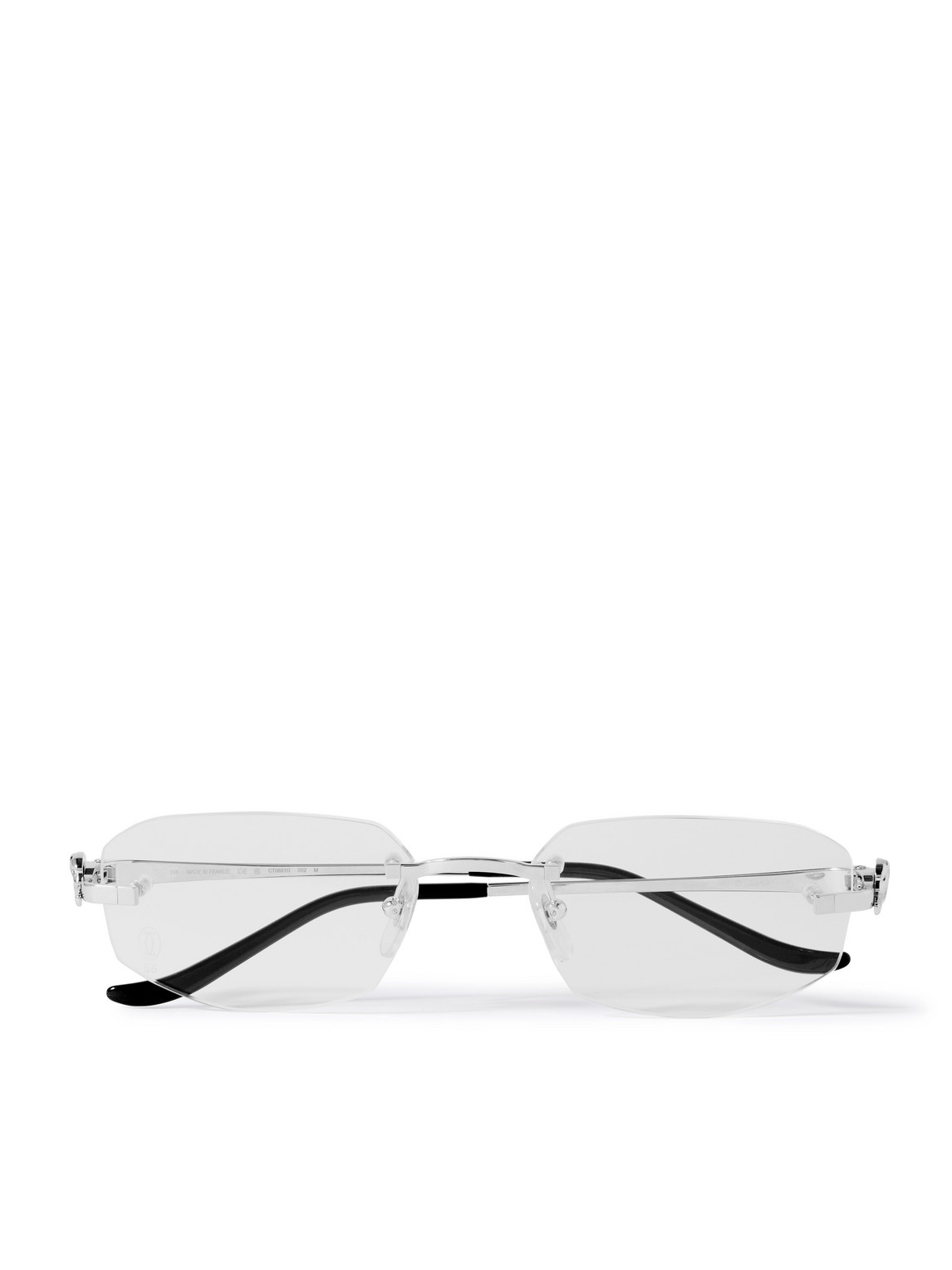 Cartier Panthère De  Rectangular-frame Rimless Silver-tone Optical Glasses In Metallic