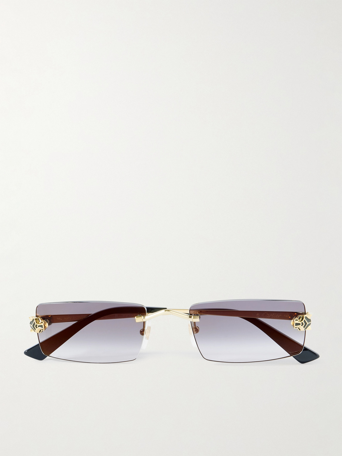 Cartier Eyewear Panthère de Cartier Rectangular-Frame Rimless Gold-Tone Sunglasses - Men
