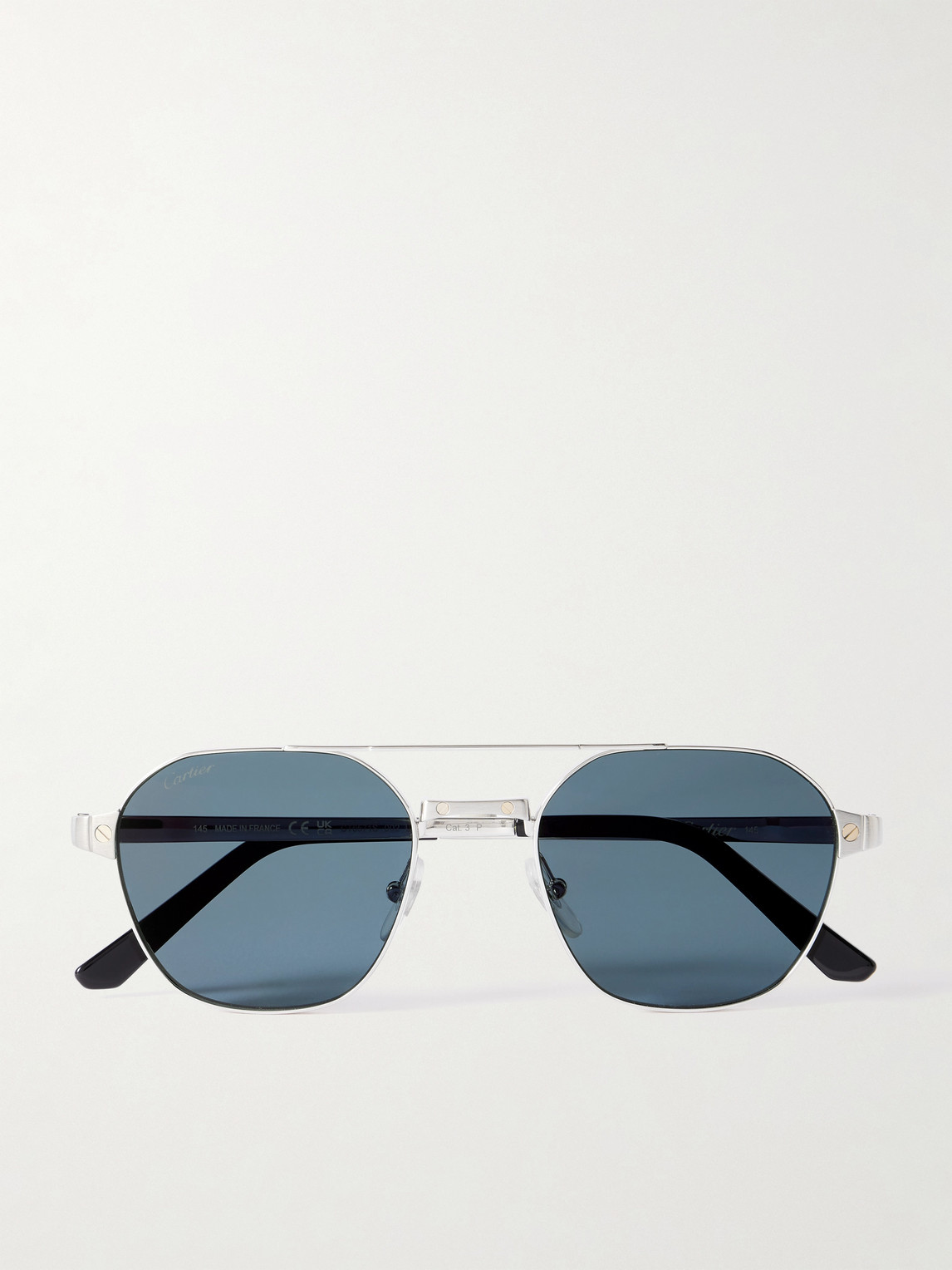 Cartier Eyewear Santos de Cartier Aviator-Style Silver-Tone Sunglasses - Men