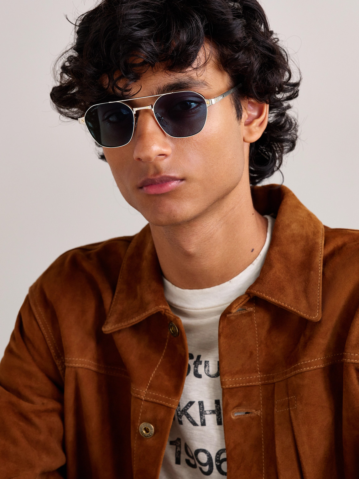 Santos de Cartier Aviator-Style Silver-Tone Sunglasses — 2
