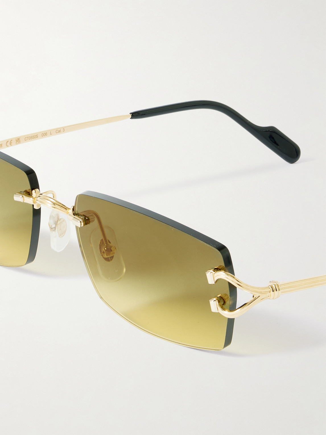 Cartier Signature Square-frame Rimless Gold-tone Sunglasses In Multi