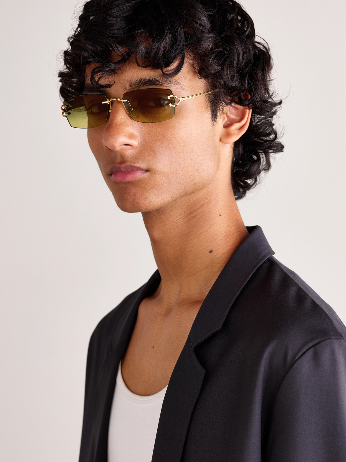 Cartier Signature Square-frame Rimless Gold-tone Sunglasses In Multi