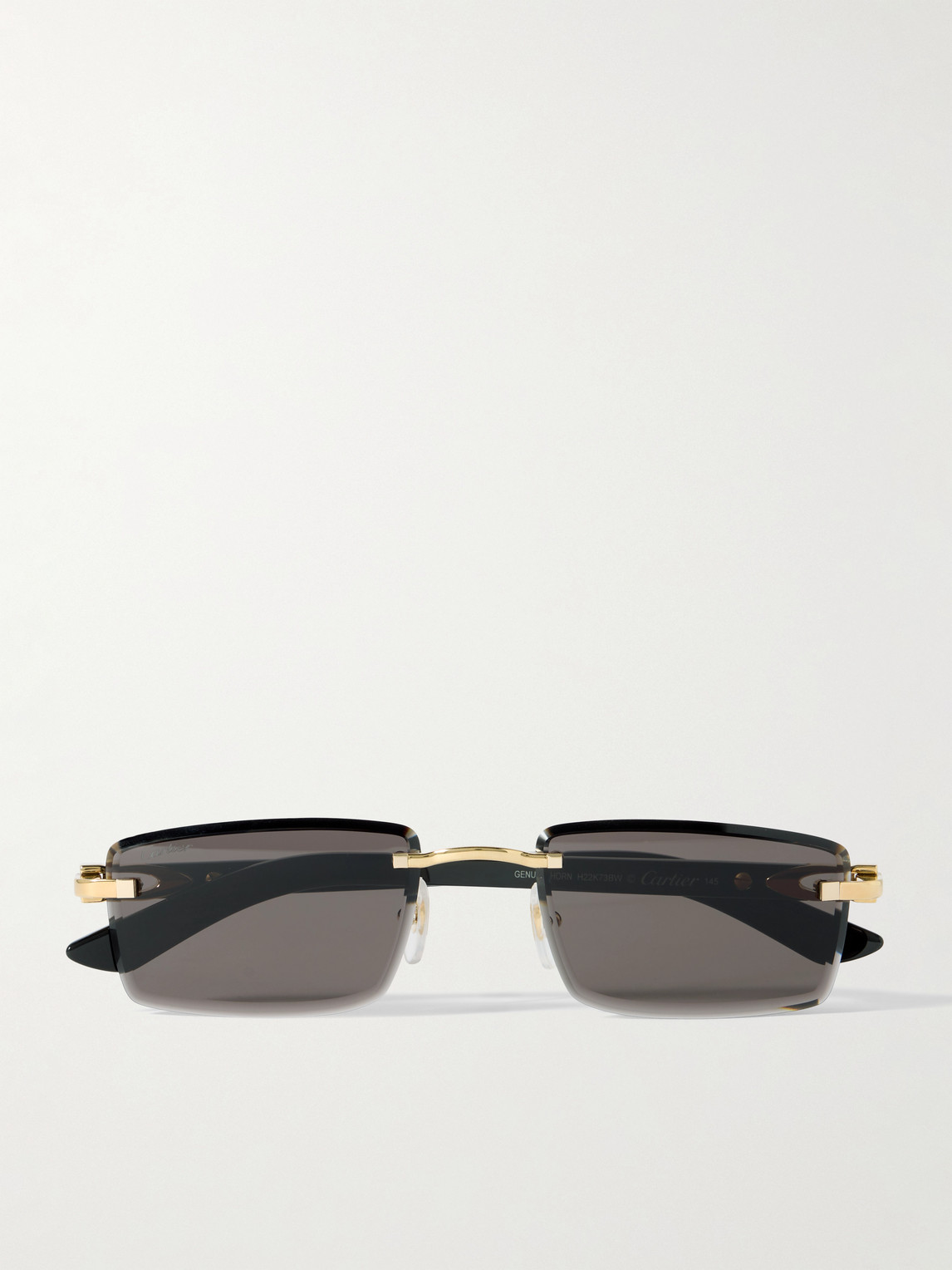 Cartier Eyewear Signature Rectangular-Frame Rimless Acetate and Gold-Tone Sunglasses - Men