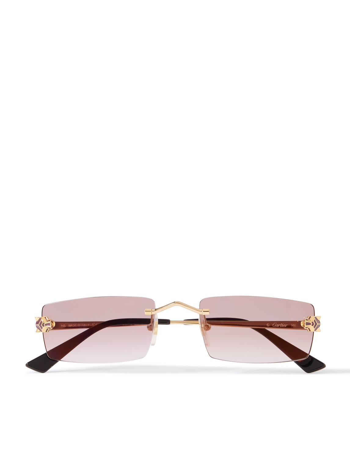 Cartier Panthère De  Rimless Rectangular-frame Gold-tone Sunglasses In Multi