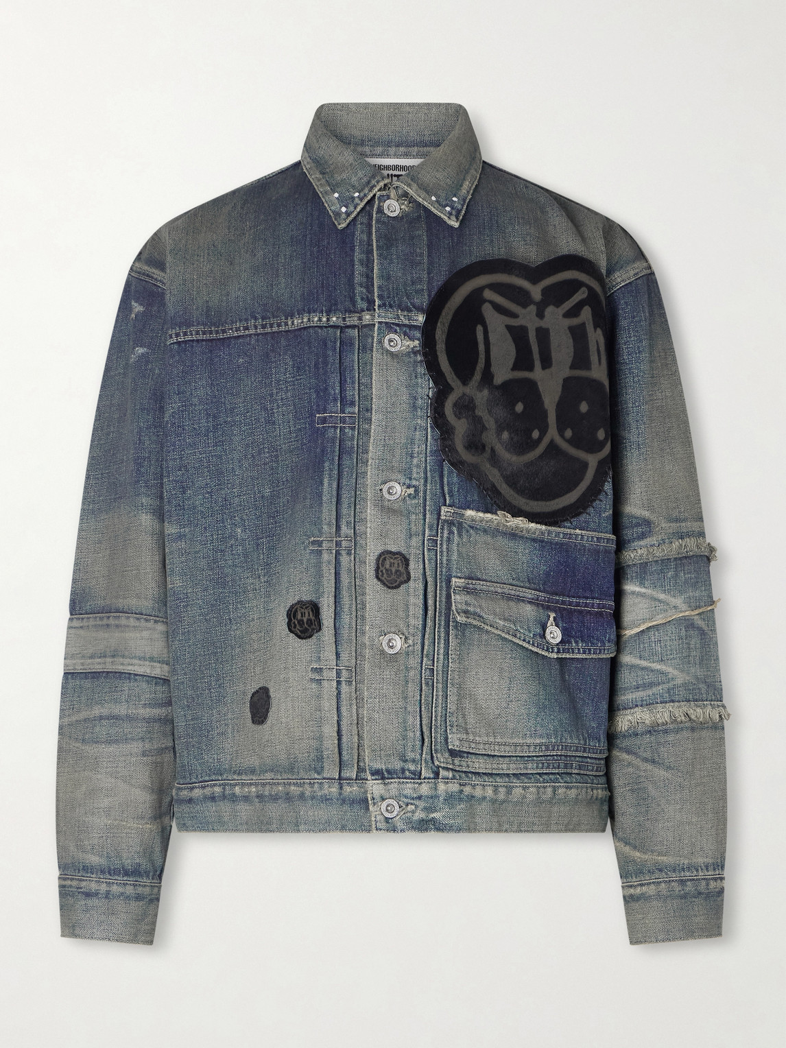 Neighborhood Chito avage Appliquéd Distressed Denim Jacket - Men