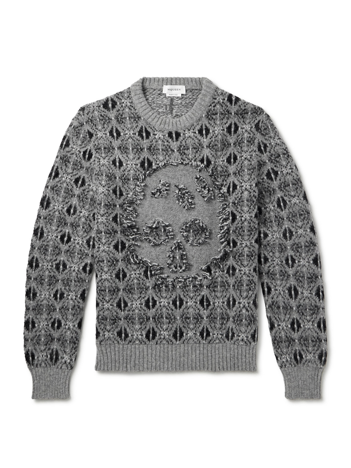 Alexander Mcqueen Fair Isle Knitted Sweater In Gray