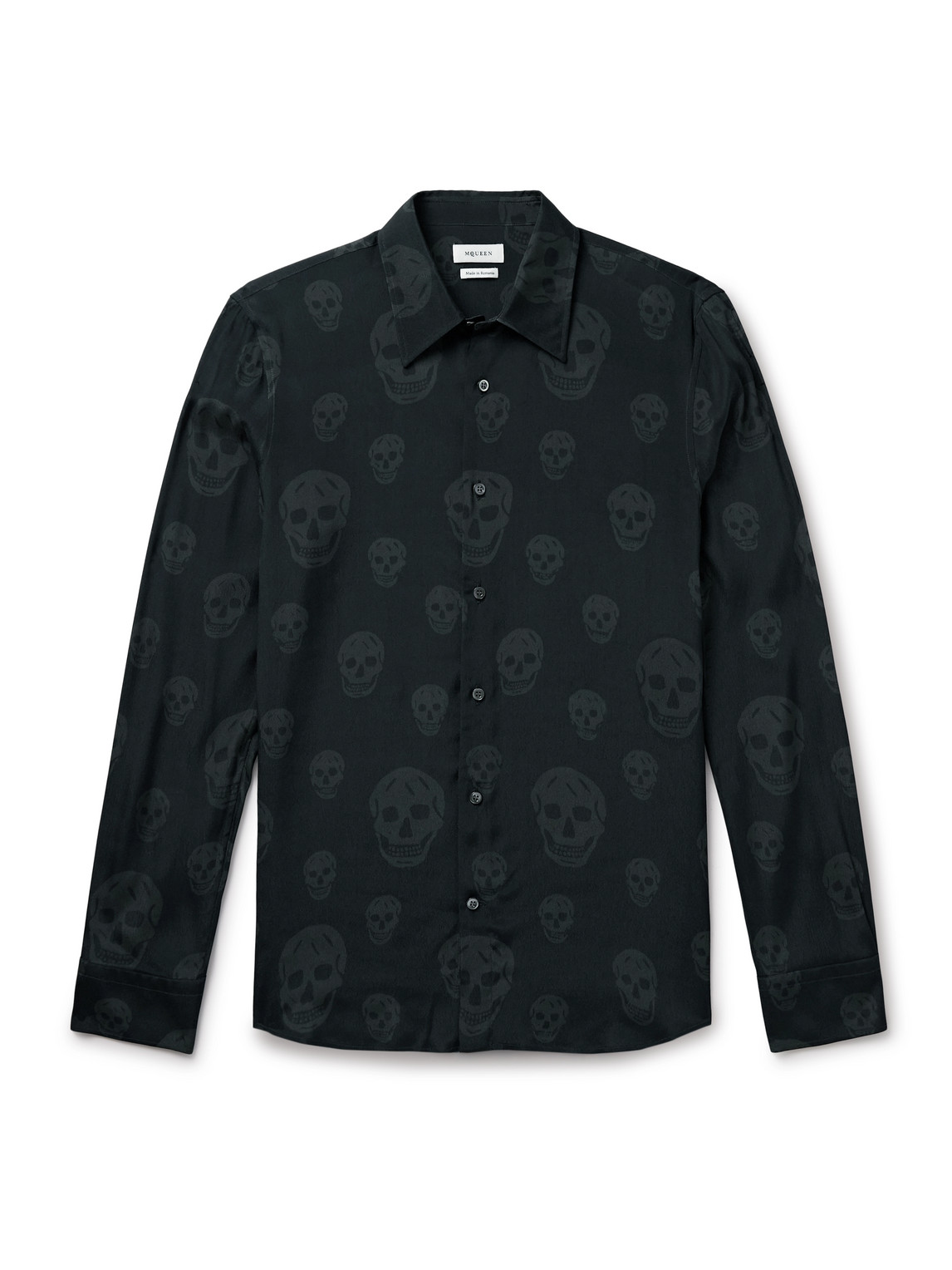 Alexander Mcqueen Slim-fit Printed Voile Shirt In Blue