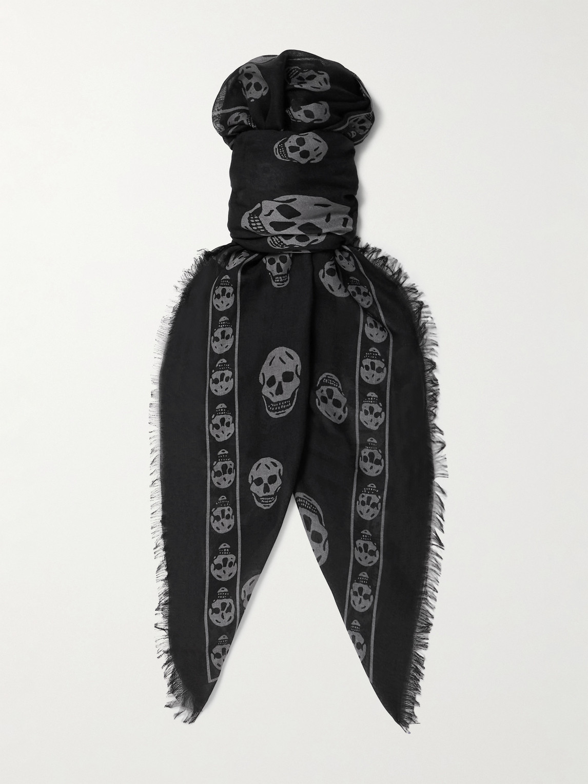 McQueen Fringed Printed Modal and Silk-Blend Scarf - Men