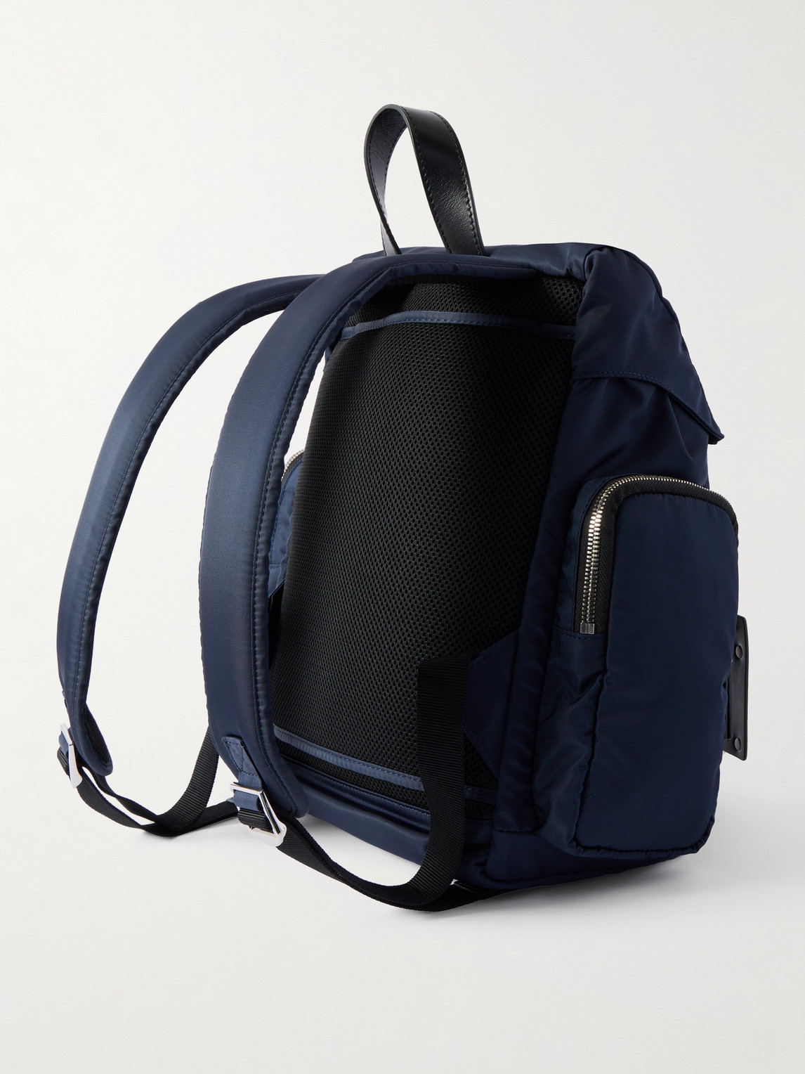 Fpm Milano Bank On The Road Butterfly Pc Small Leather-trimmed Econyl® Backpack In Blue
