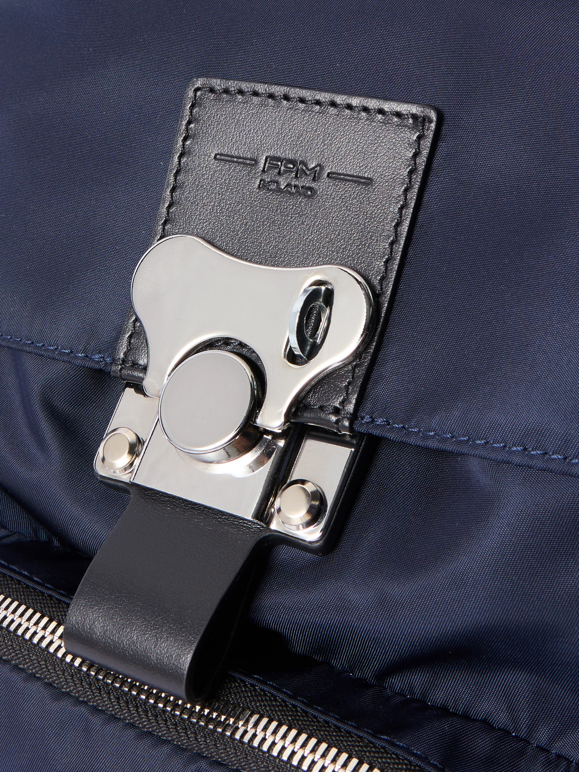 Fpm Milano Bank On The Road Butterfly Pc Small Leather-trimmed Econyl® Backpack In Blue