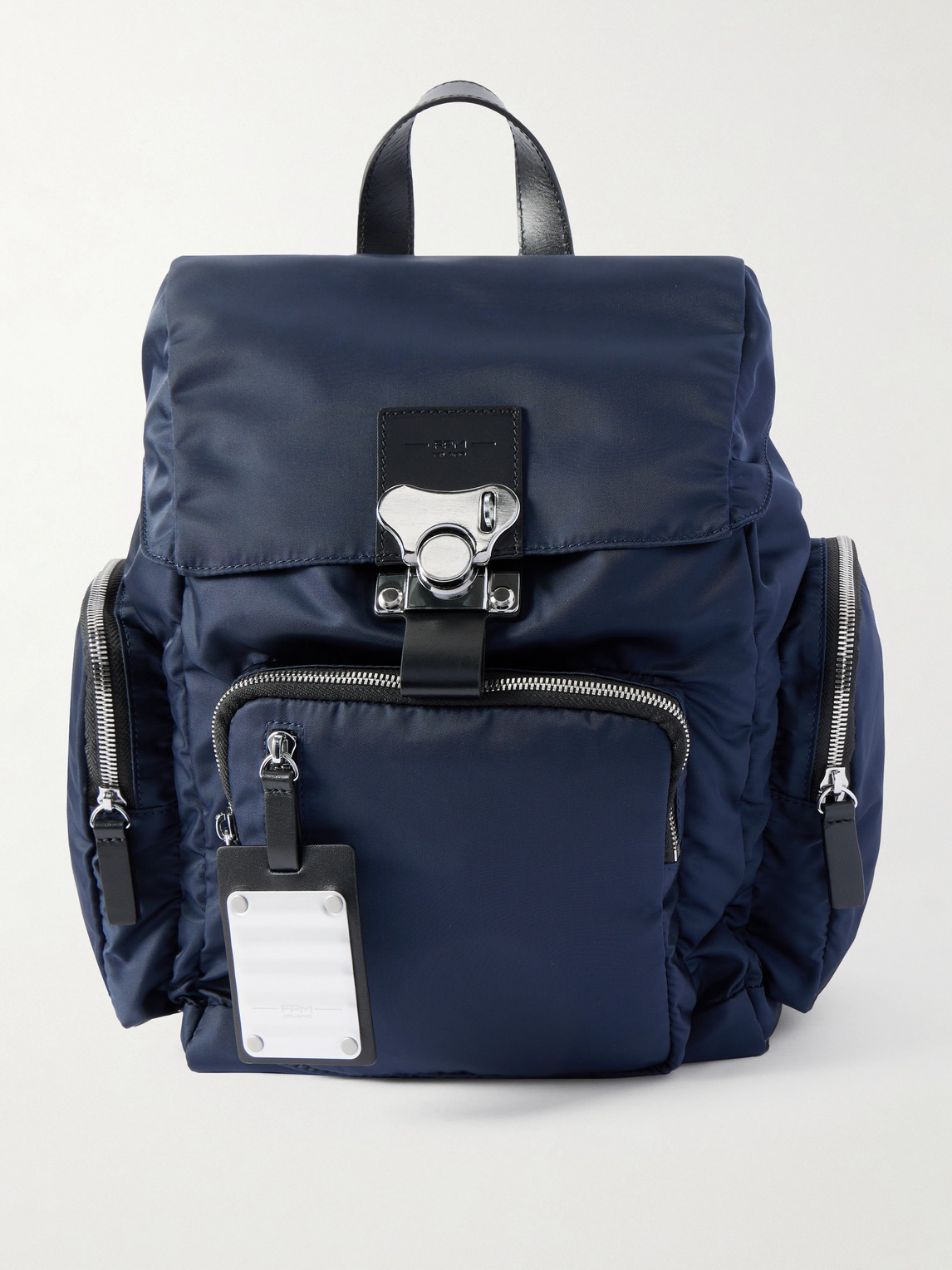 Fpm Milano Bank On The Road Butterfly Pc Small Leather-trimmed Econyl® Backpack In Blue