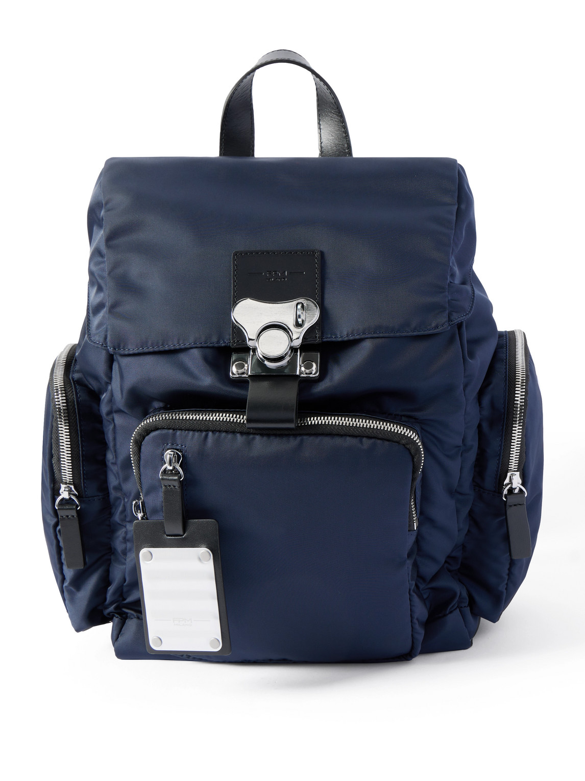 Fpm Milano Bank On The Road Butterfly Pc Small Leather-trimmed Econyl® Backpack In Blue