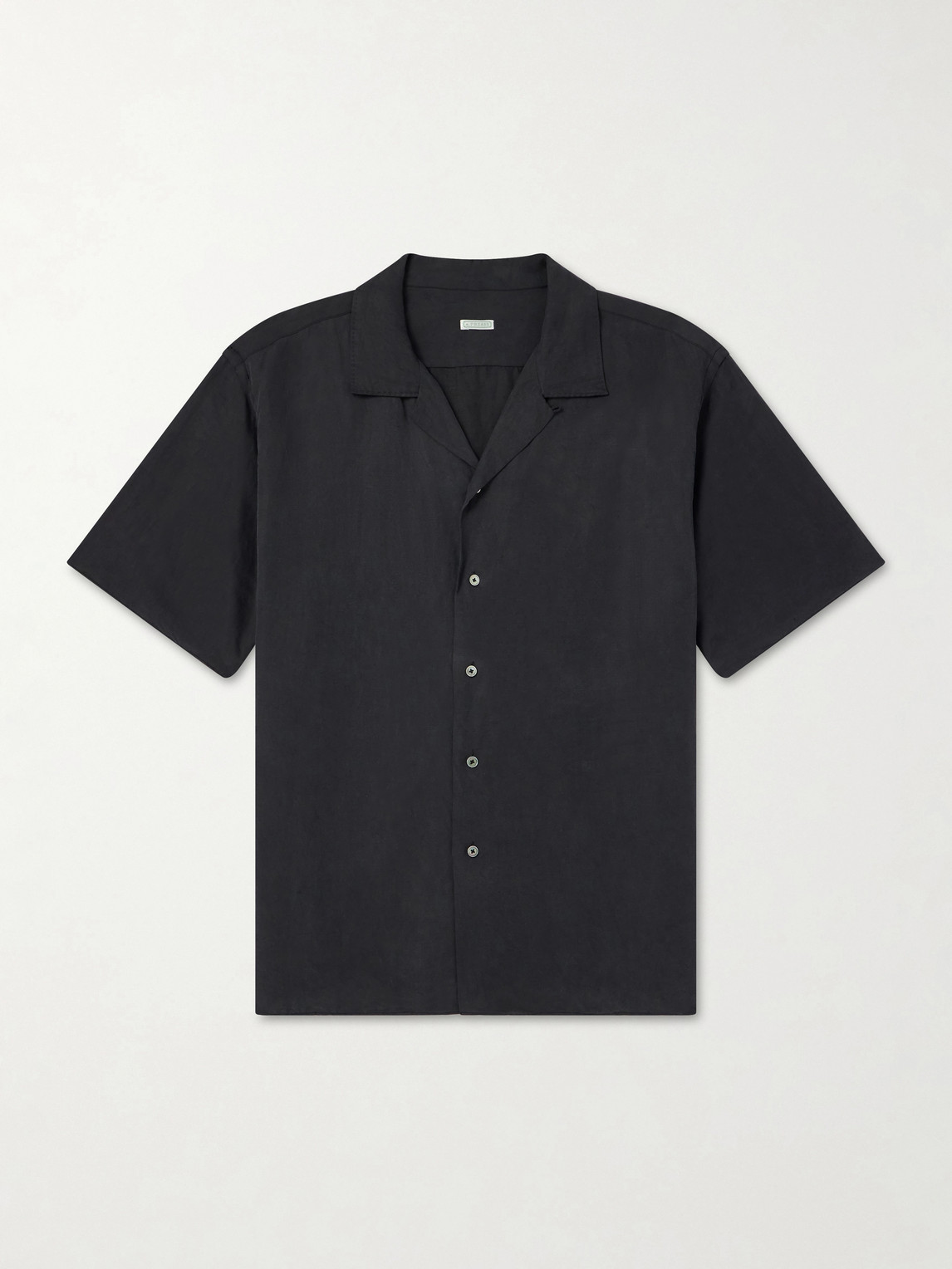A.presse Convertible-collar Silk And Linen-blend Shirt In Black