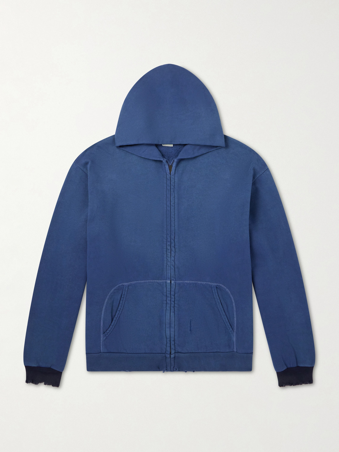 A.PRESSE Distressed Cotton-Jersey Zip-Up Hoodie - Men