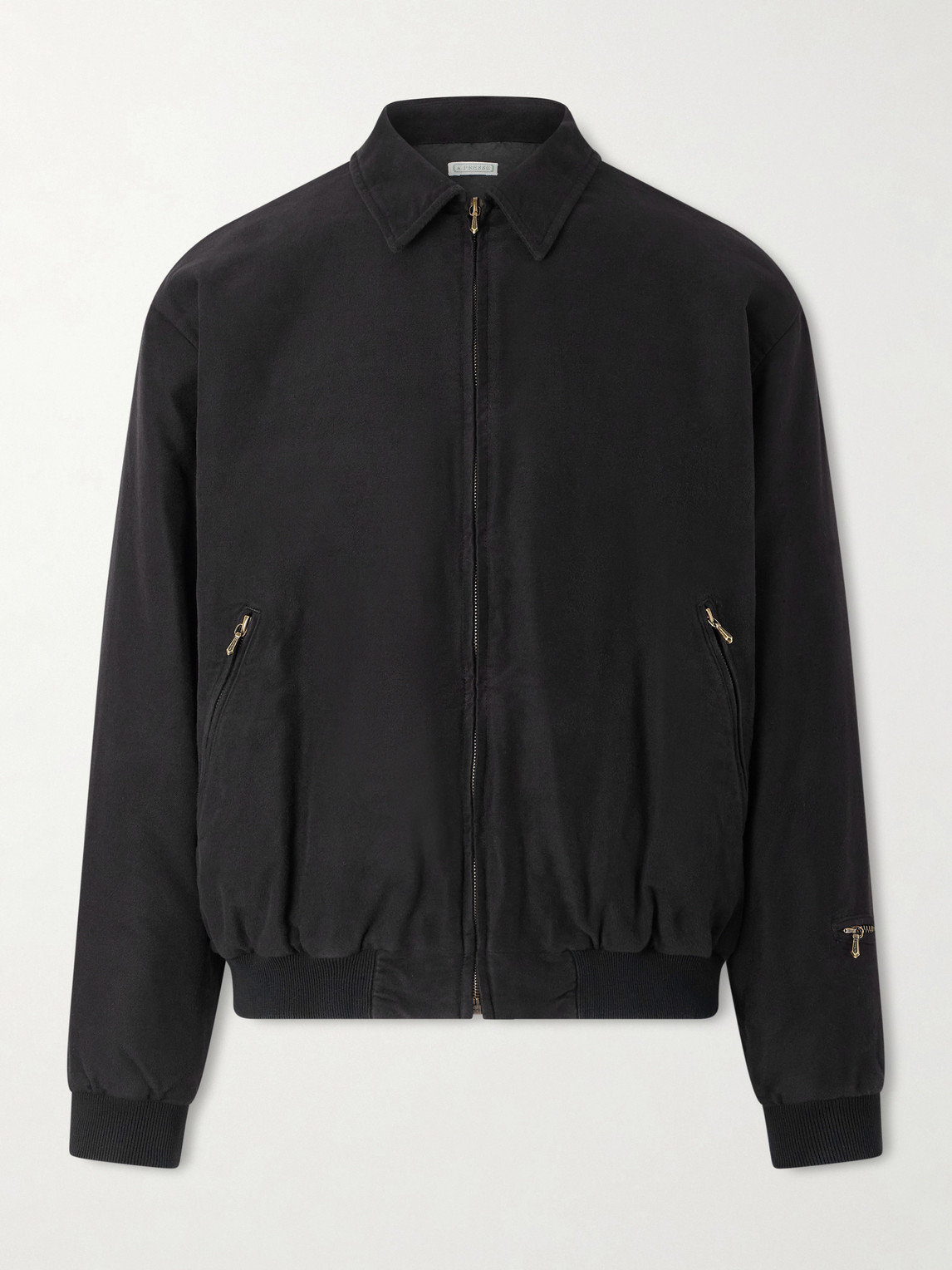 A.presse Cotton And Silk-blend Moleskin Bomber Jacket In Black
