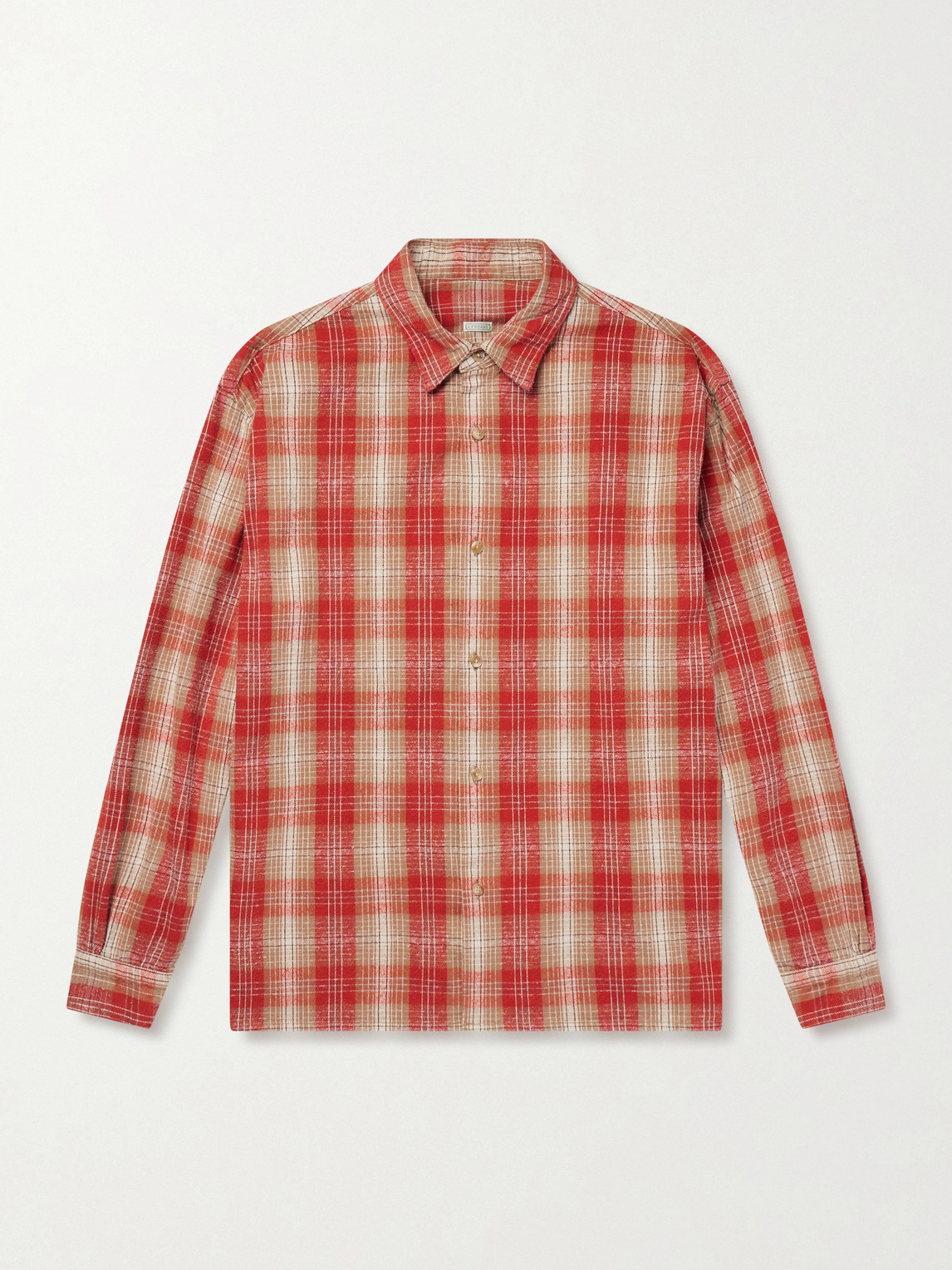 A.presse Checked Cotton And Silk-blend Twill Shirt In Red