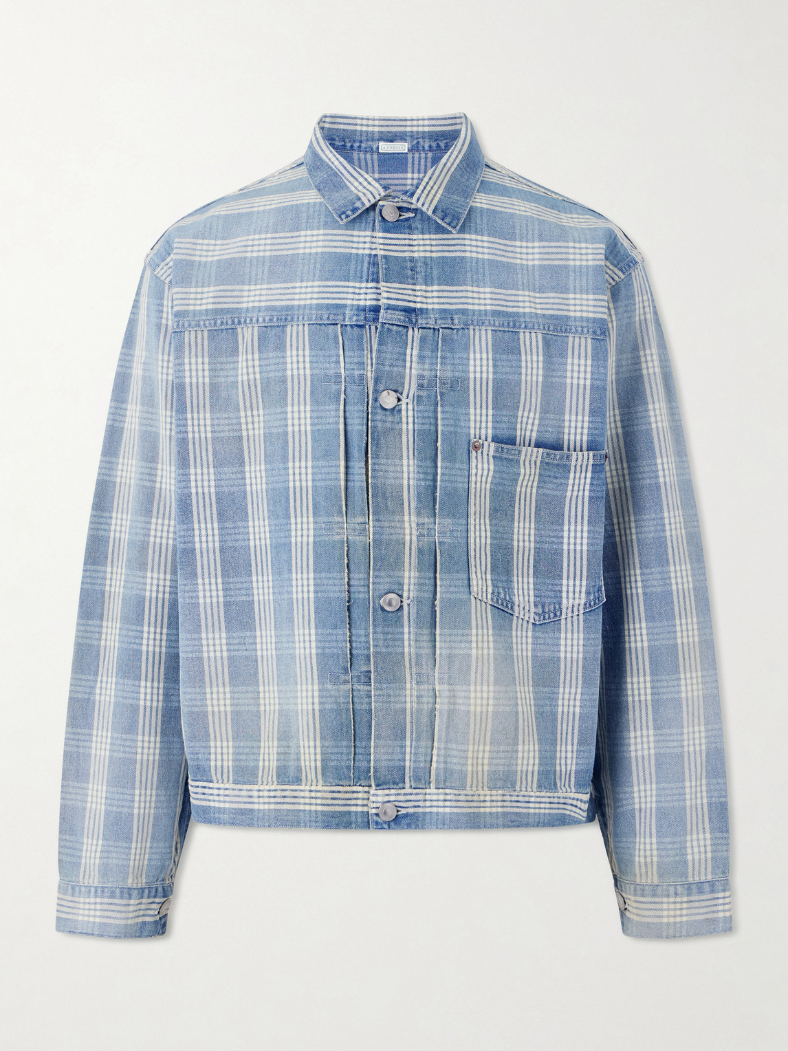 A.presse Checked Denim Jacket In Blue