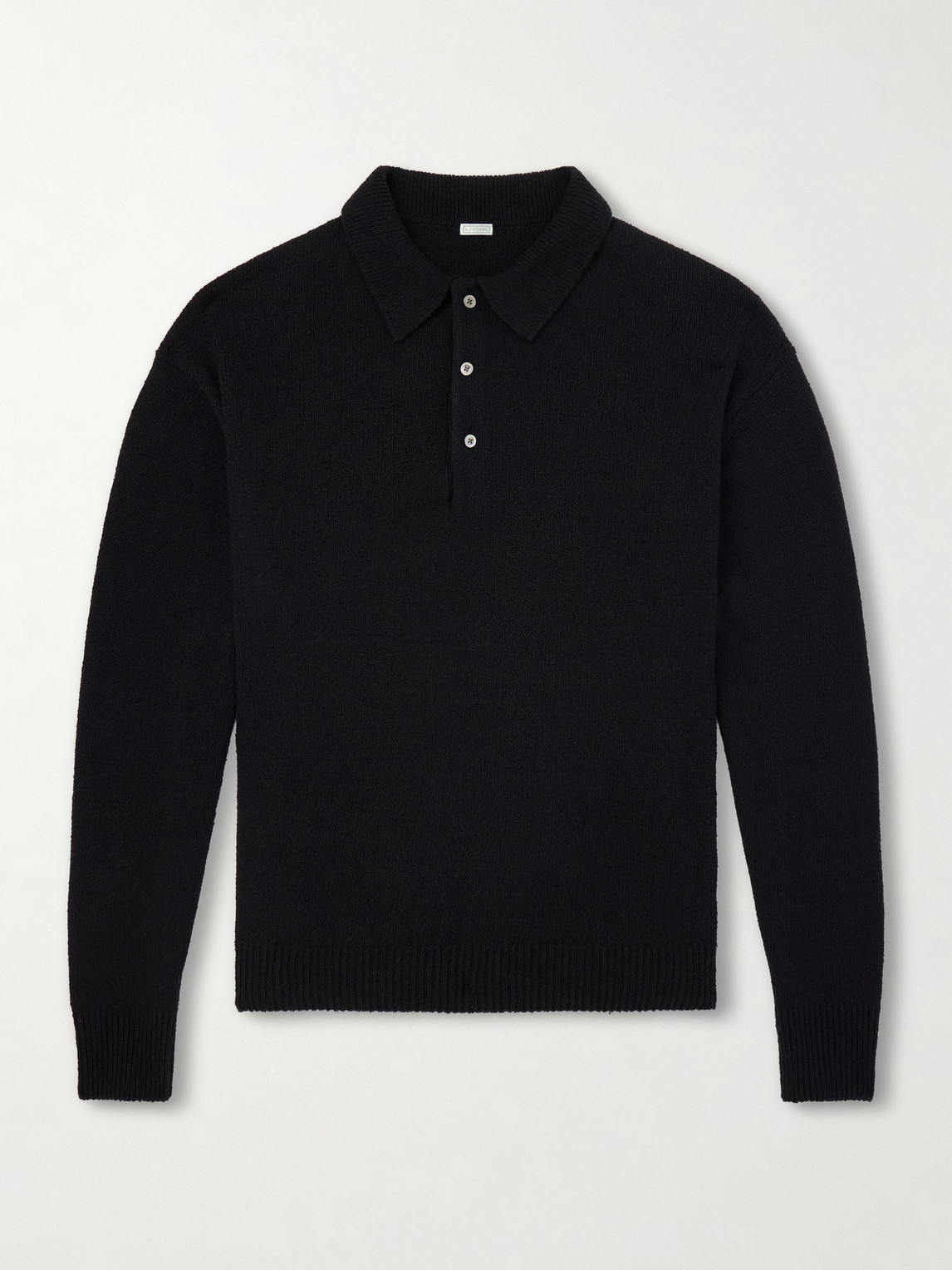 A.presse Washed Silk Polo Shirt In Black