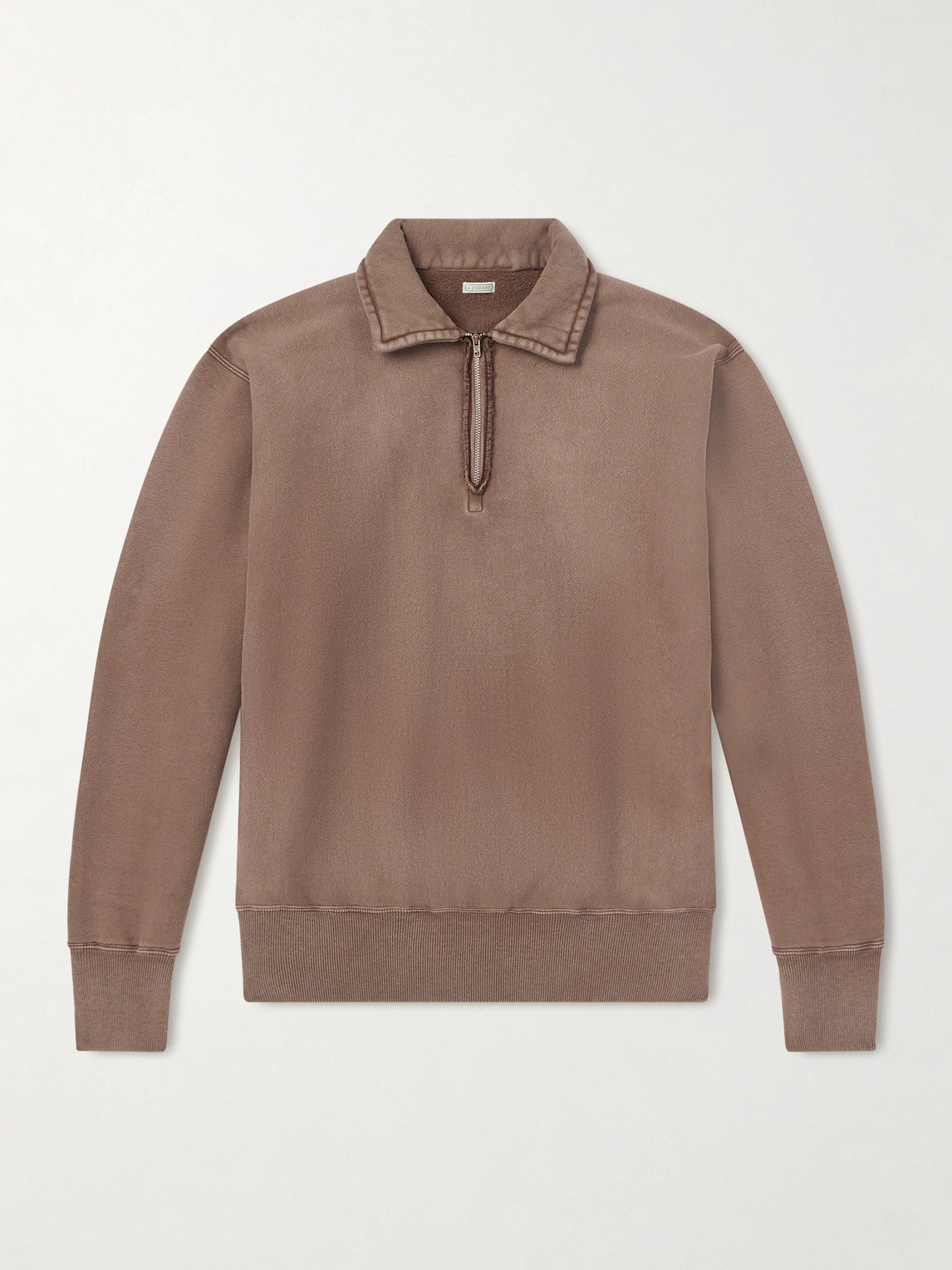 A.presse Half-zip Cotton-jersey Sweatshirt In Brown