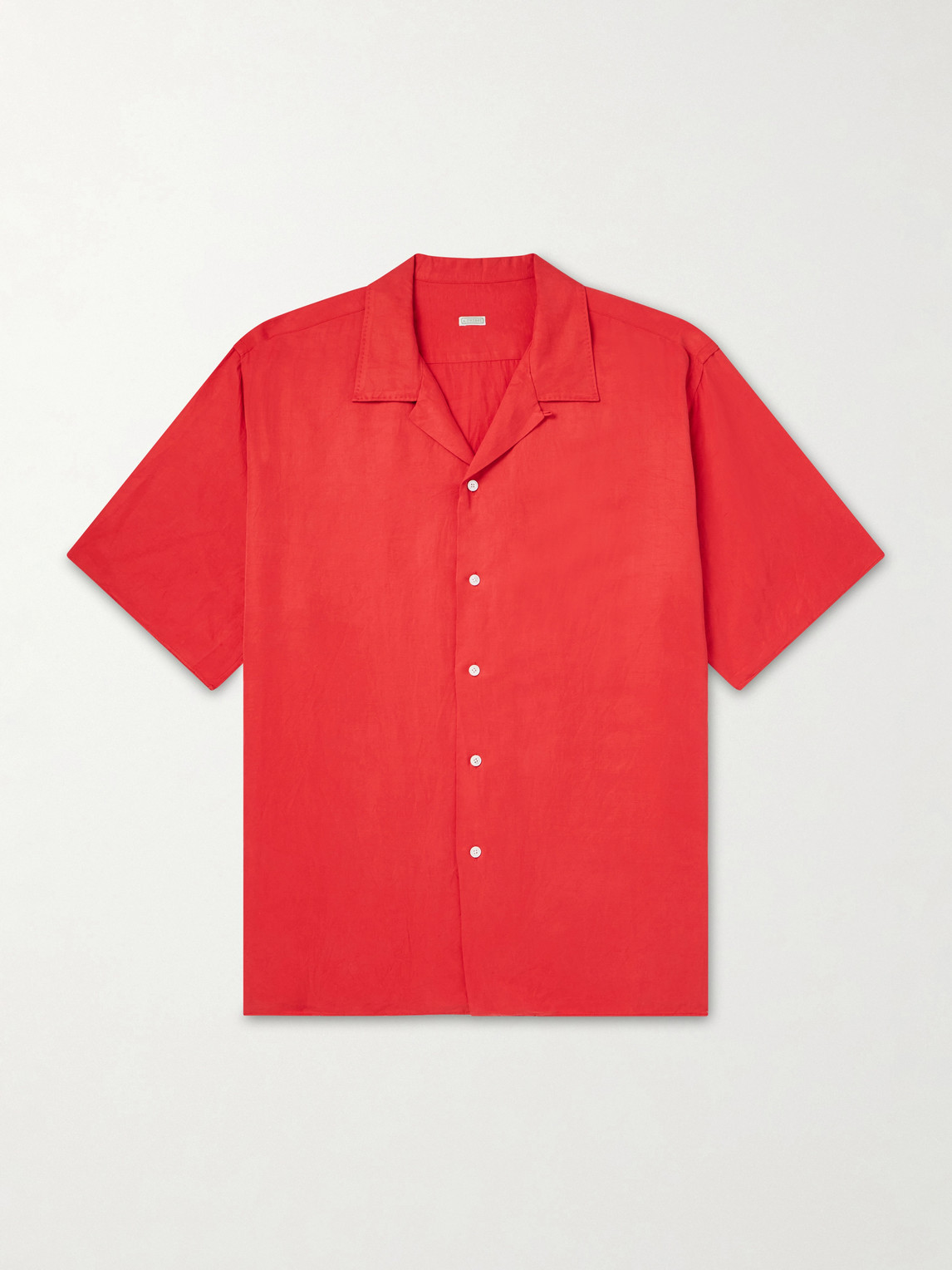 A.presse Convertible-collar Silk And Linen-blend Shirt In Red