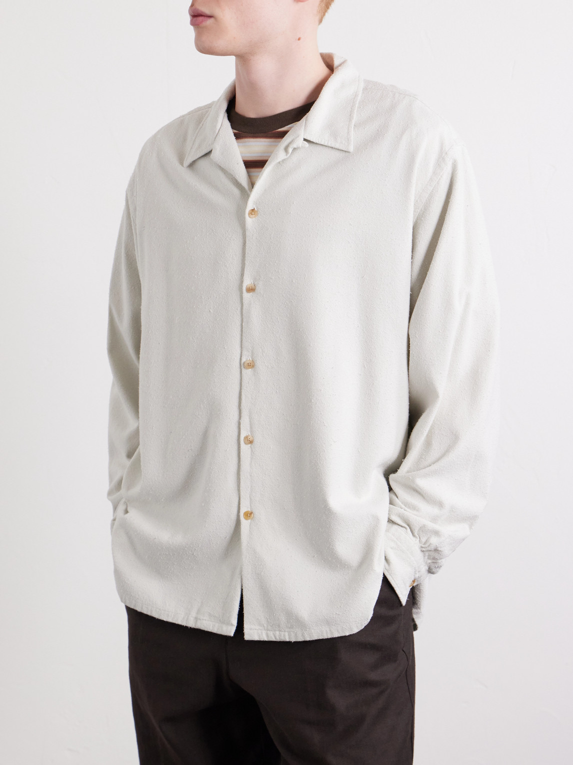  A.presse - Camp-collar Silk Shirt - Men - Neutrals - 1 