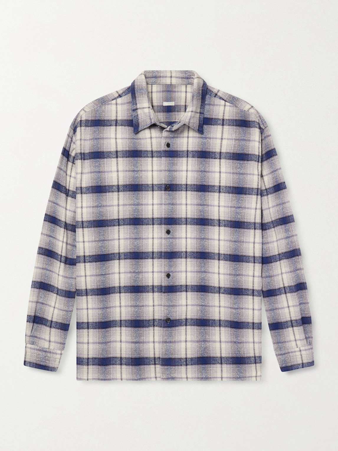 A.presse Checked Cotton And Silk-blend Twill Shirt In Blue