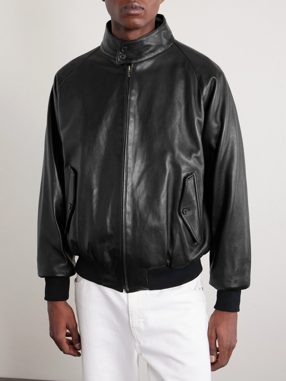  A.presse - Padded Leather Harrington Jacket - Men - Black - 1 