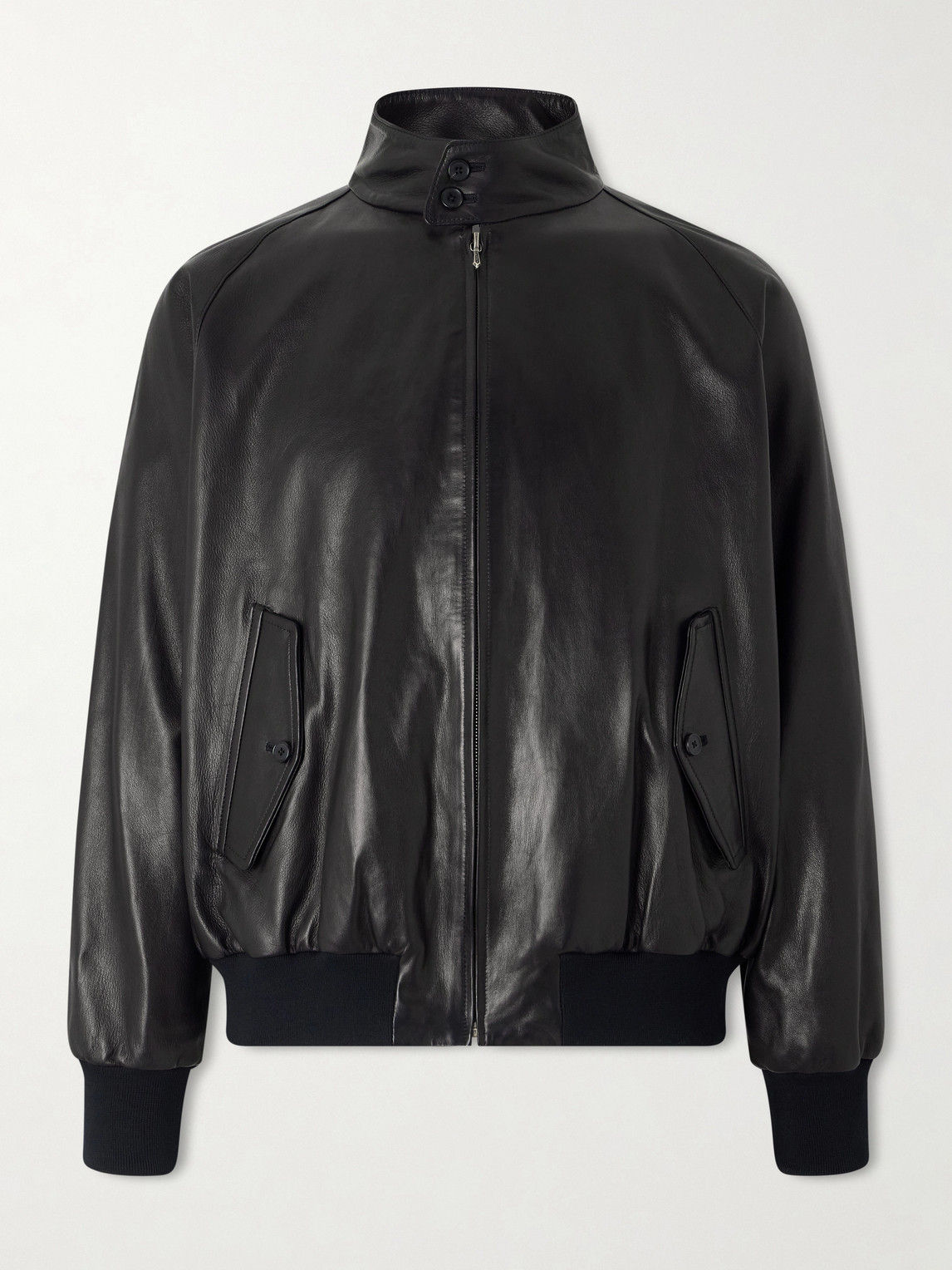 A.presse Padded Leather Harrington Jacket In Black