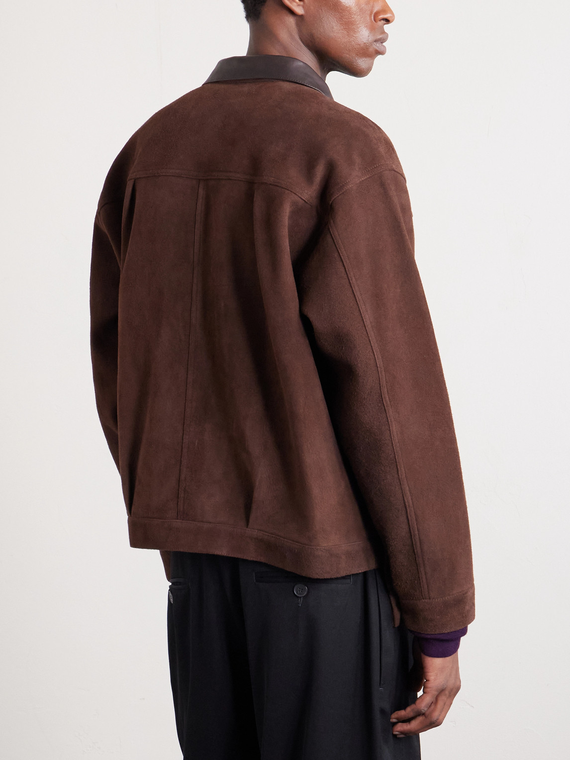  A.presse - Leather-trimmed Suede Jacket - Men - Brown - 1 