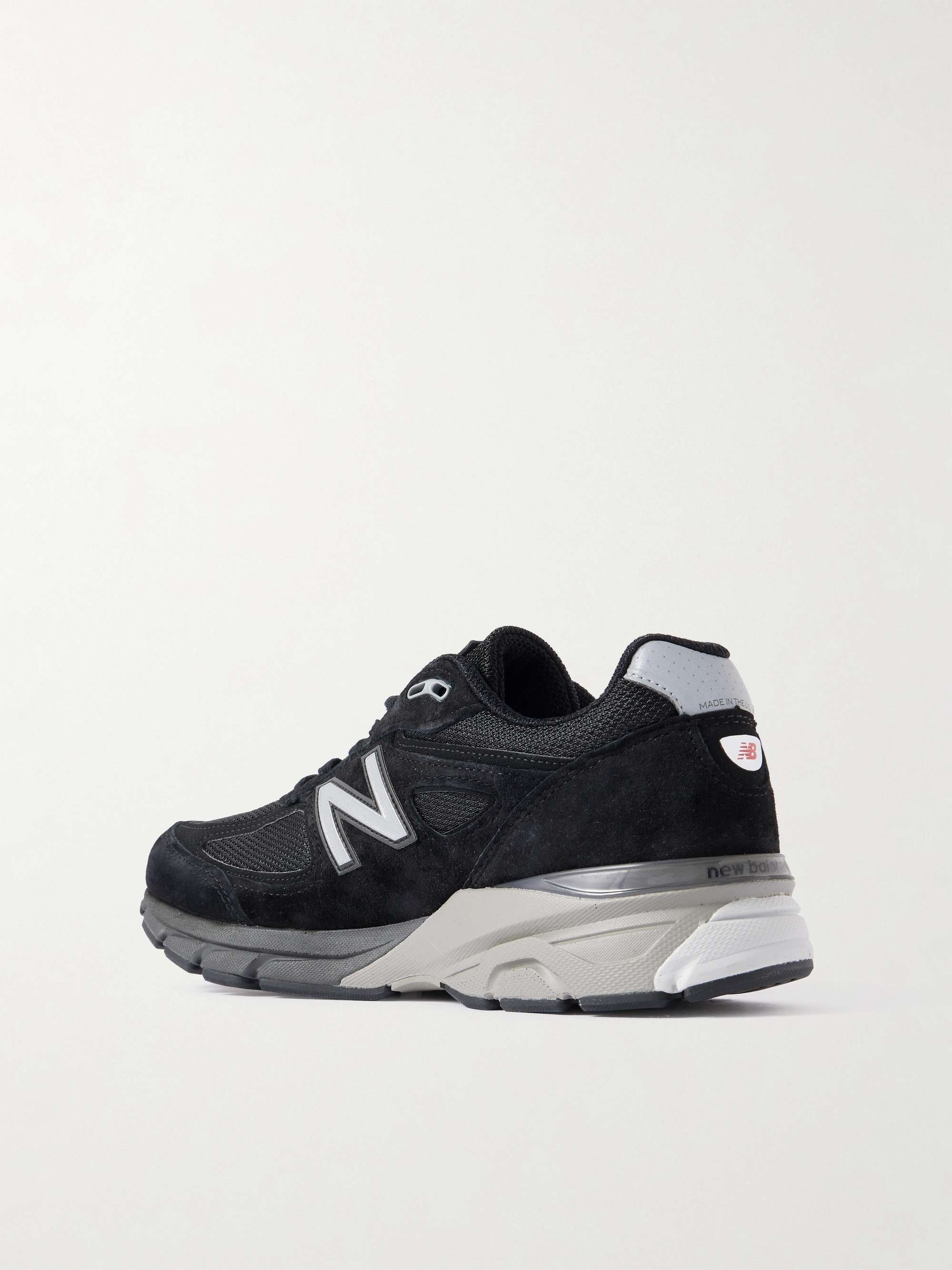 BWTNew Balance Men\'s 990-Style Mesh & Suede Sneakers - Black and Beige NEW BALANCE Made in USA 990v6 leather-trimmed mesh and suede  main image 2